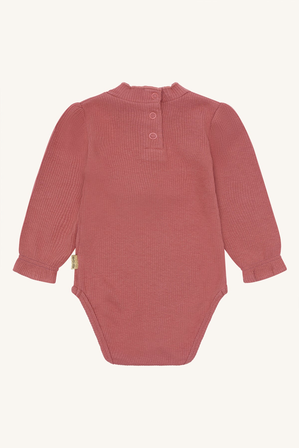 🌸 Ribgebreide Lange Mouwen Body – Vintage Roze