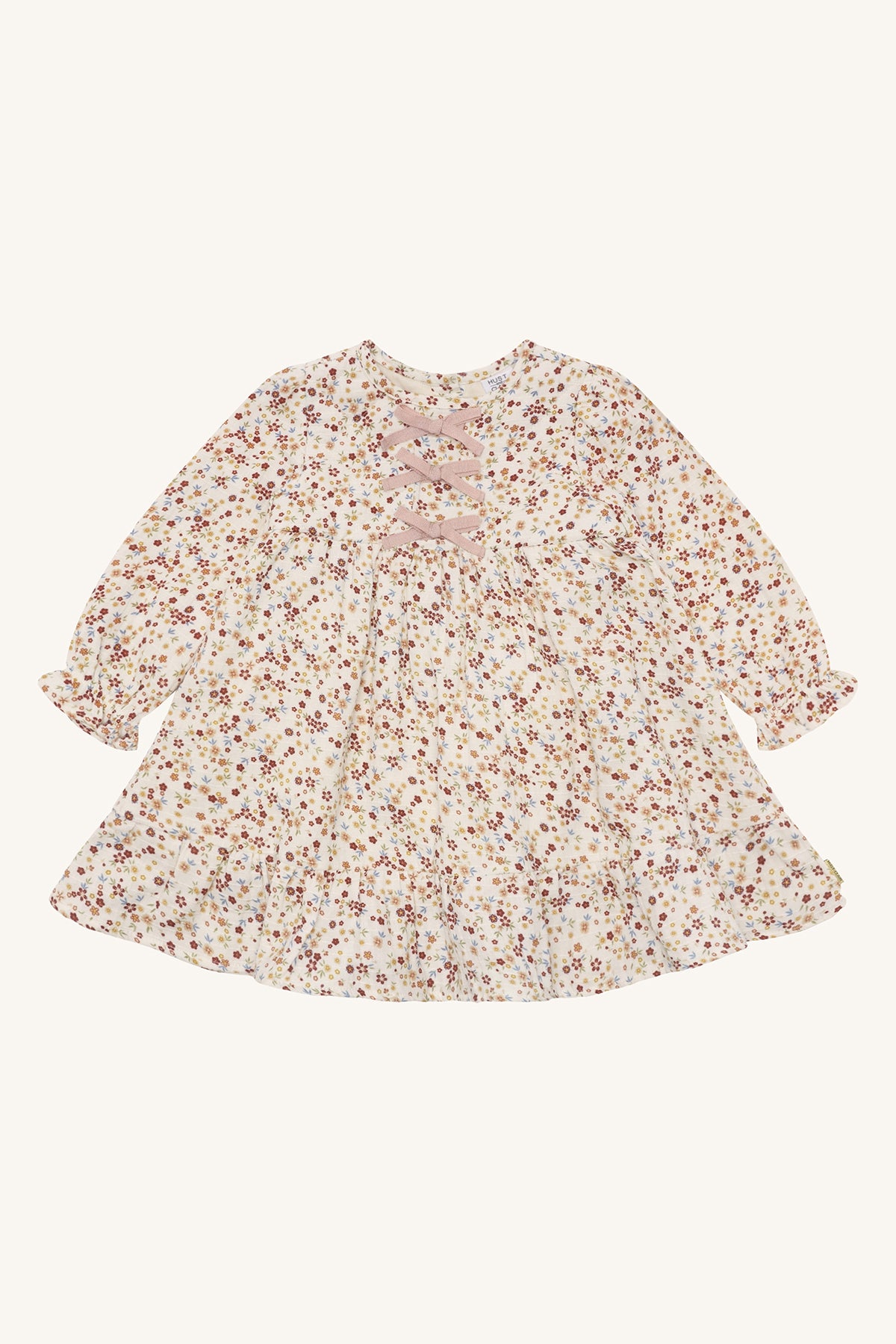 🌼 Hust&Claire – Bloemenjurkje met Strikjesmagie 🌼