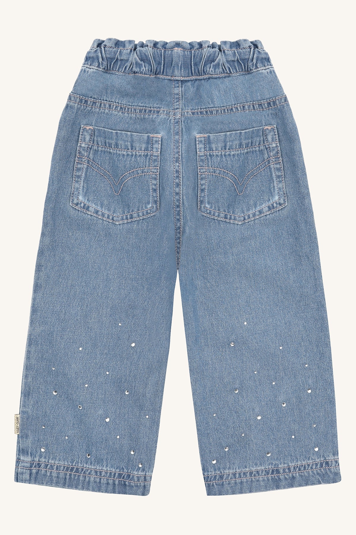 👖 Denim broek met pareltjes – Hust & Claire