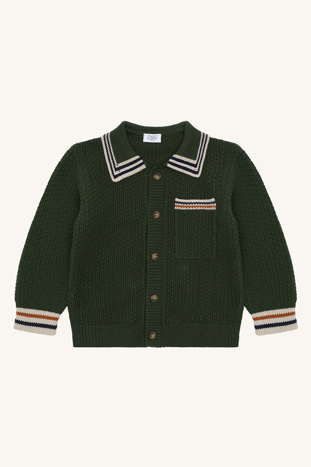 🧶 Donkergroen gebreid vest – Hust & Claire