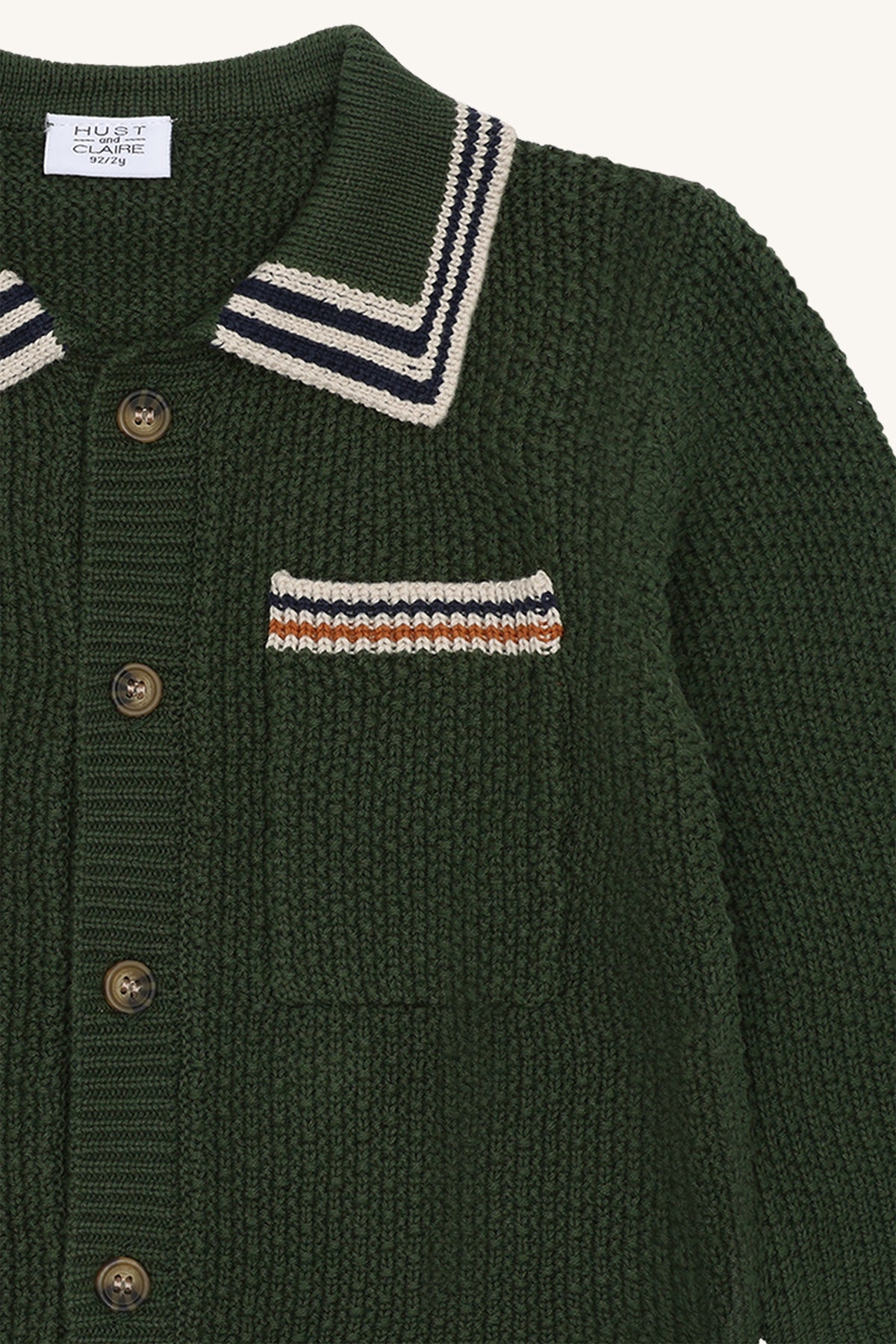 🧶 Donkergroen gebreid vest – Hust & Claire