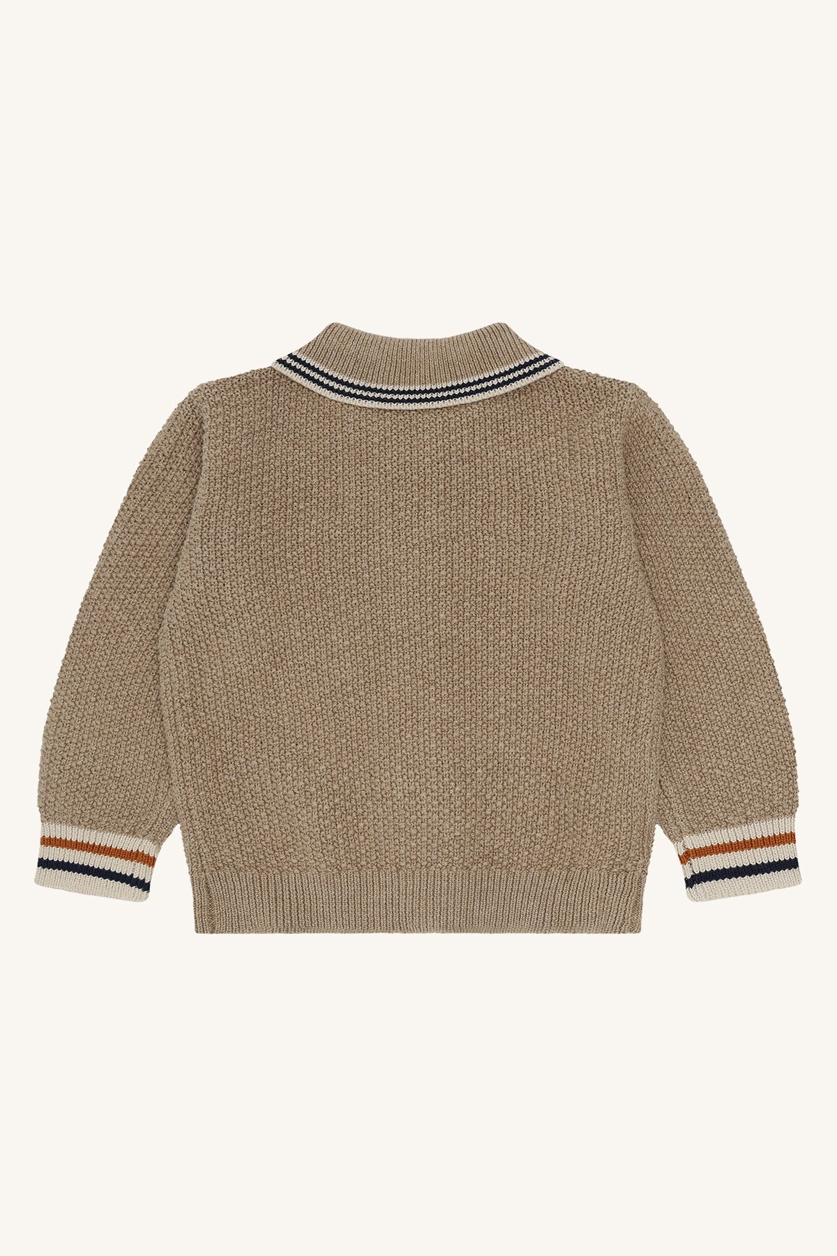 🤎 Beige gebreide trui/cardigan met kraag – Hust & Claire