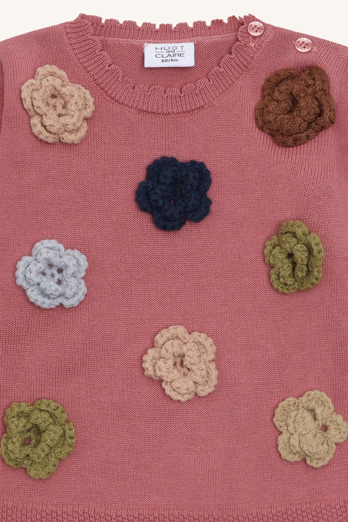🌸 Gebreide trui met bloemen – oudroze | Hust & Claire