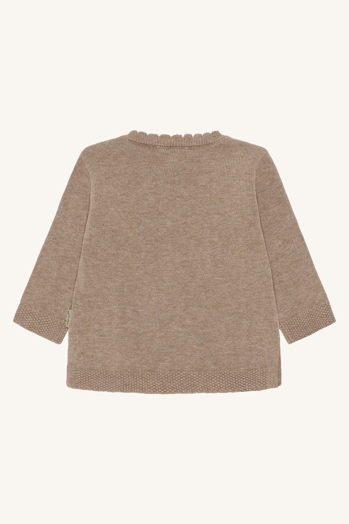 🌼 Beige gebreide trui met gehaakte bloemen – Hust & Claire