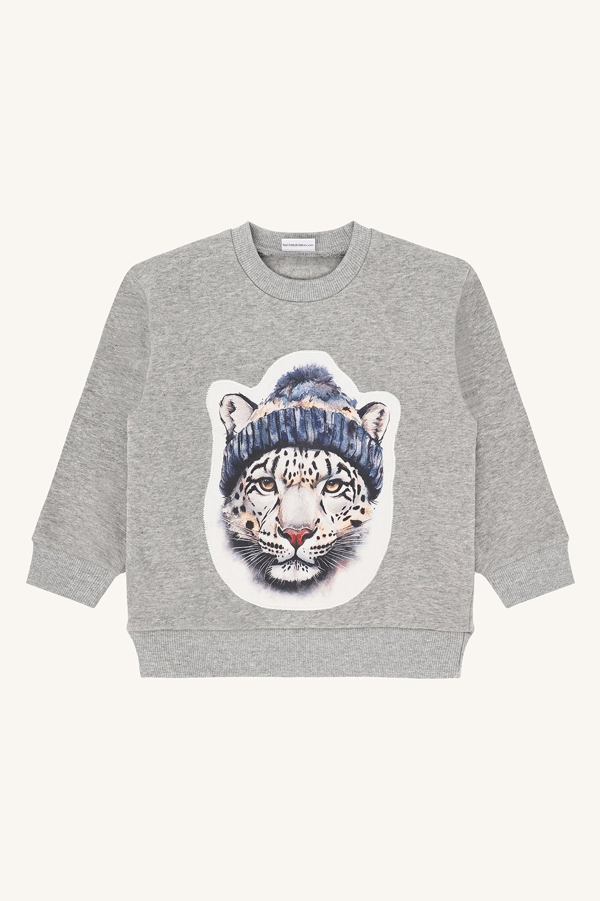 🐆 Grijze sweater met tijgerprint – Hust & Claire