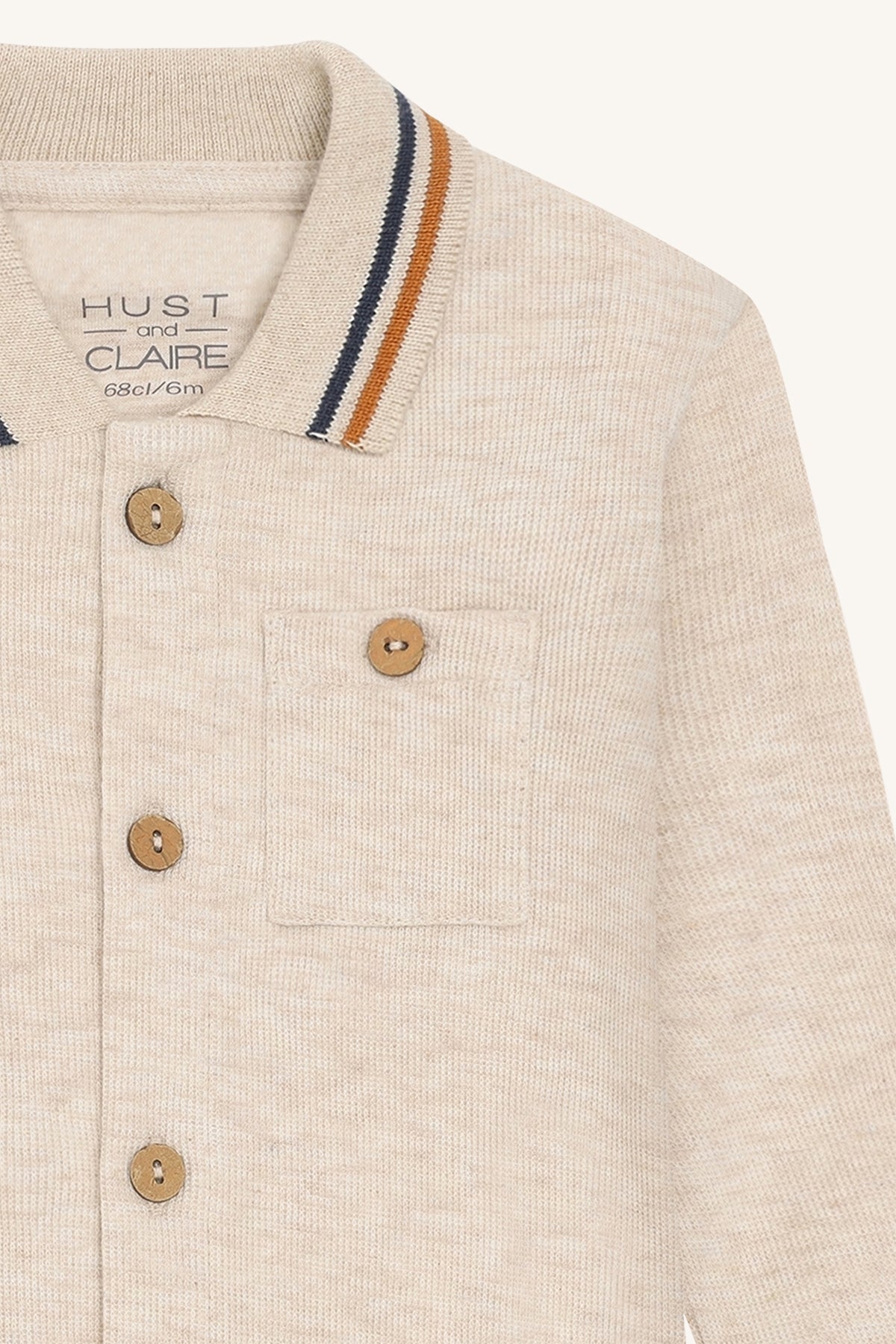 👶 Beige ribbody met kraag – Hust & Claire