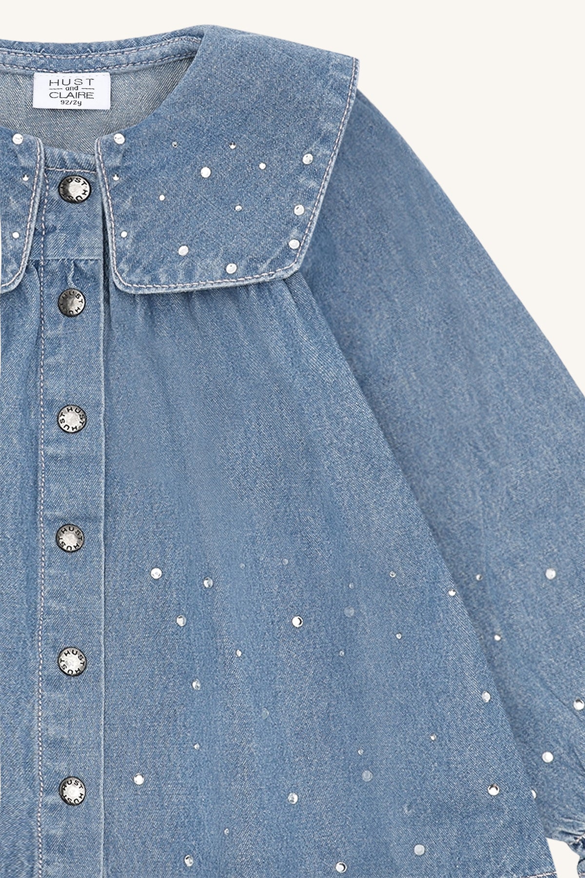 👕 Denim blouse met pareltjes – Hust & Claire