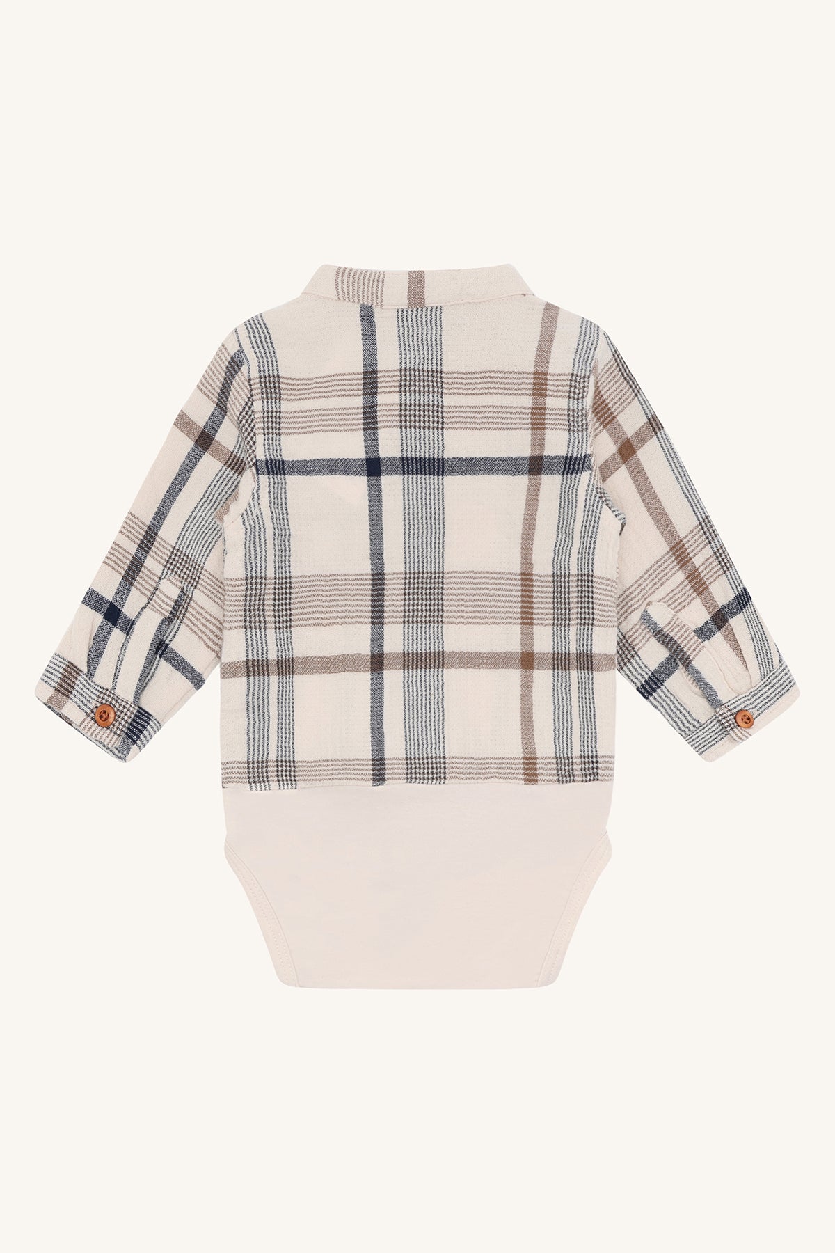 🩶 Hust & Claire – Geruit hemdrompertje met lange mouwen 🤎✨