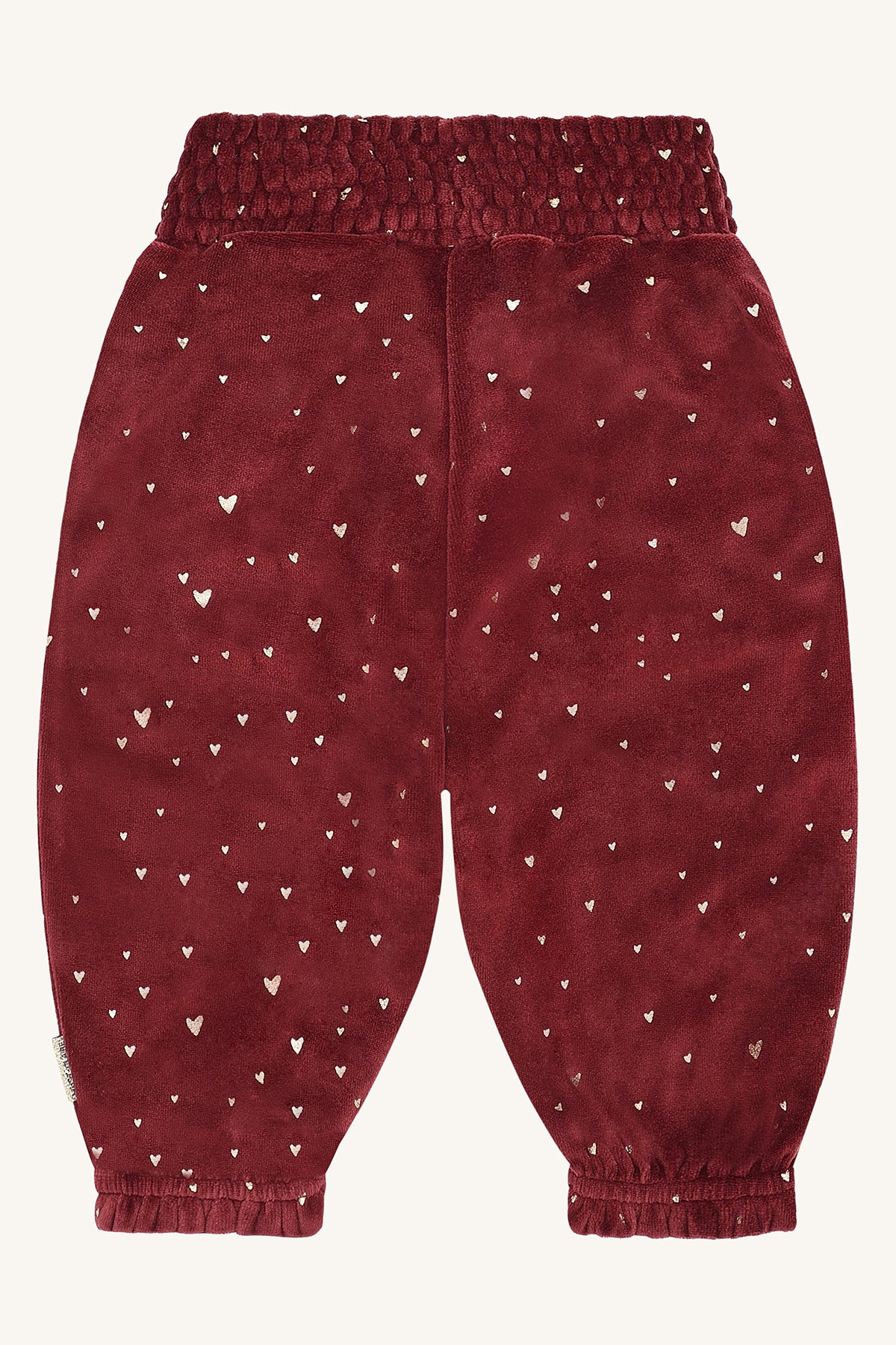 ❤️ Hust & Claire – Fluwelen broekje met gouden hartjes (bordeaux) ✨