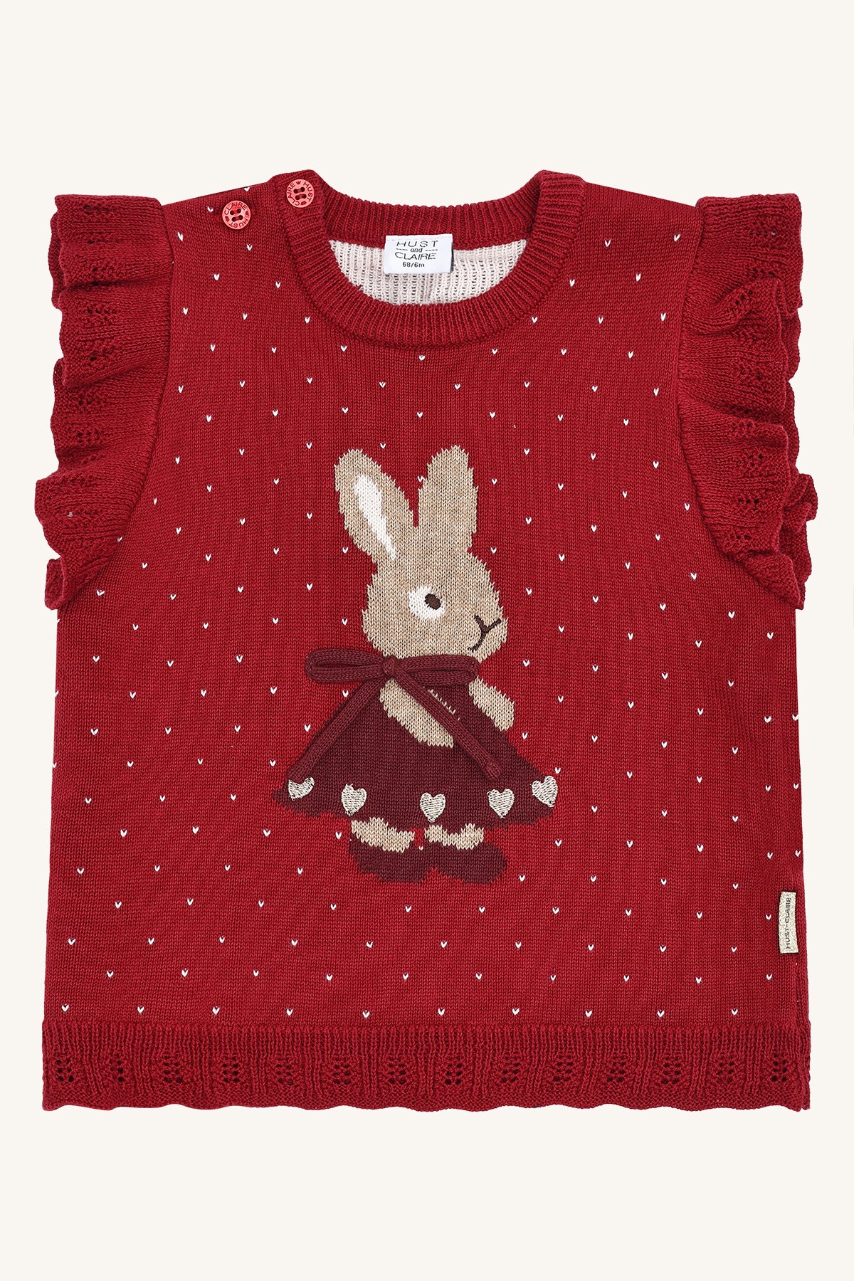 🐰 Hust & Claire – Gebreide debardeur met konijntje (bordeaux) ❤️✨