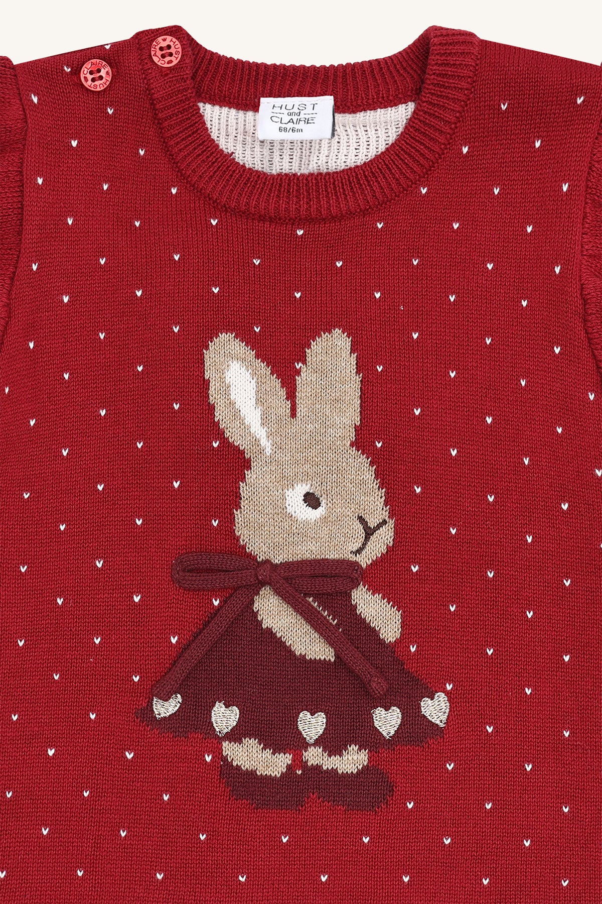 🐰 Hust & Claire – Gebreide debardeur met konijntje (bordeaux) ❤️✨