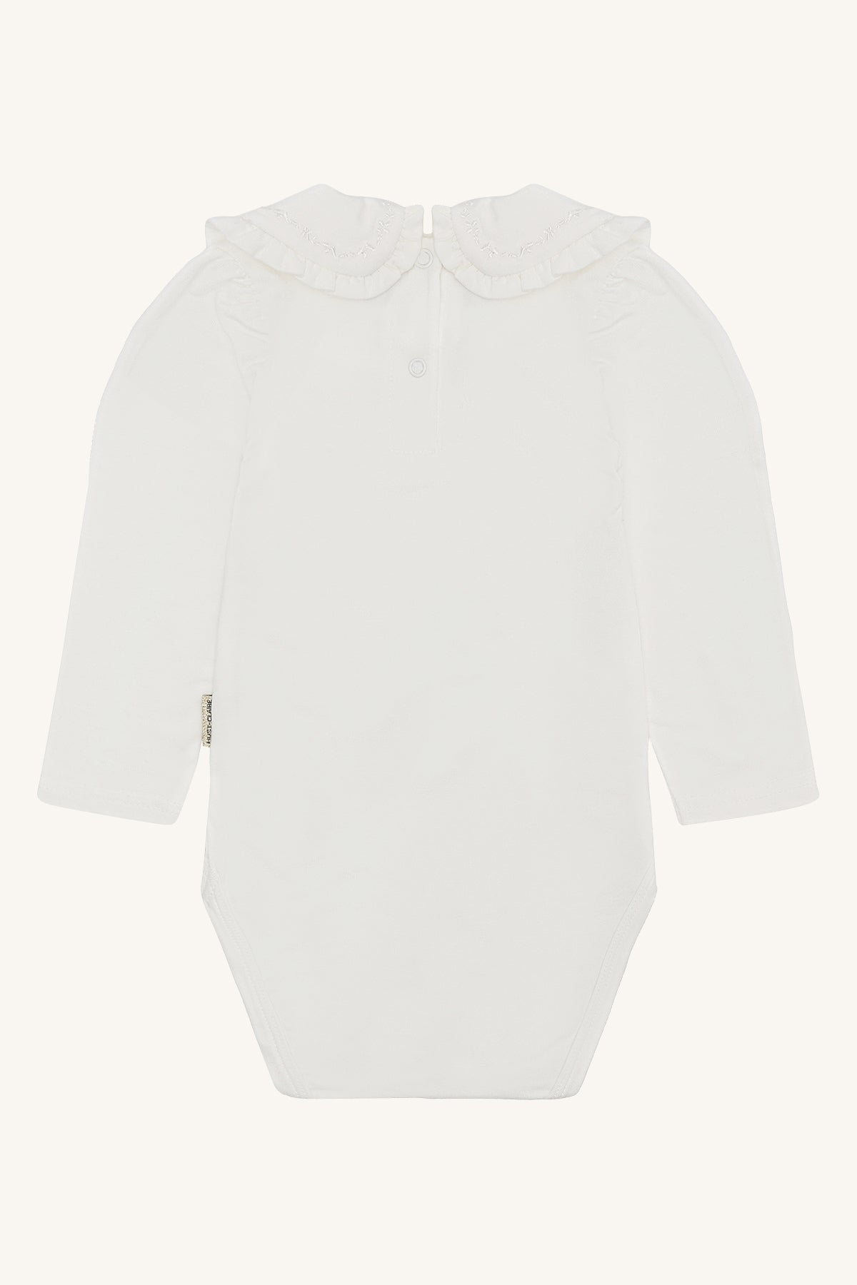 🤍 Hust & Claire – Witte body met kraagje en borduursel ✨