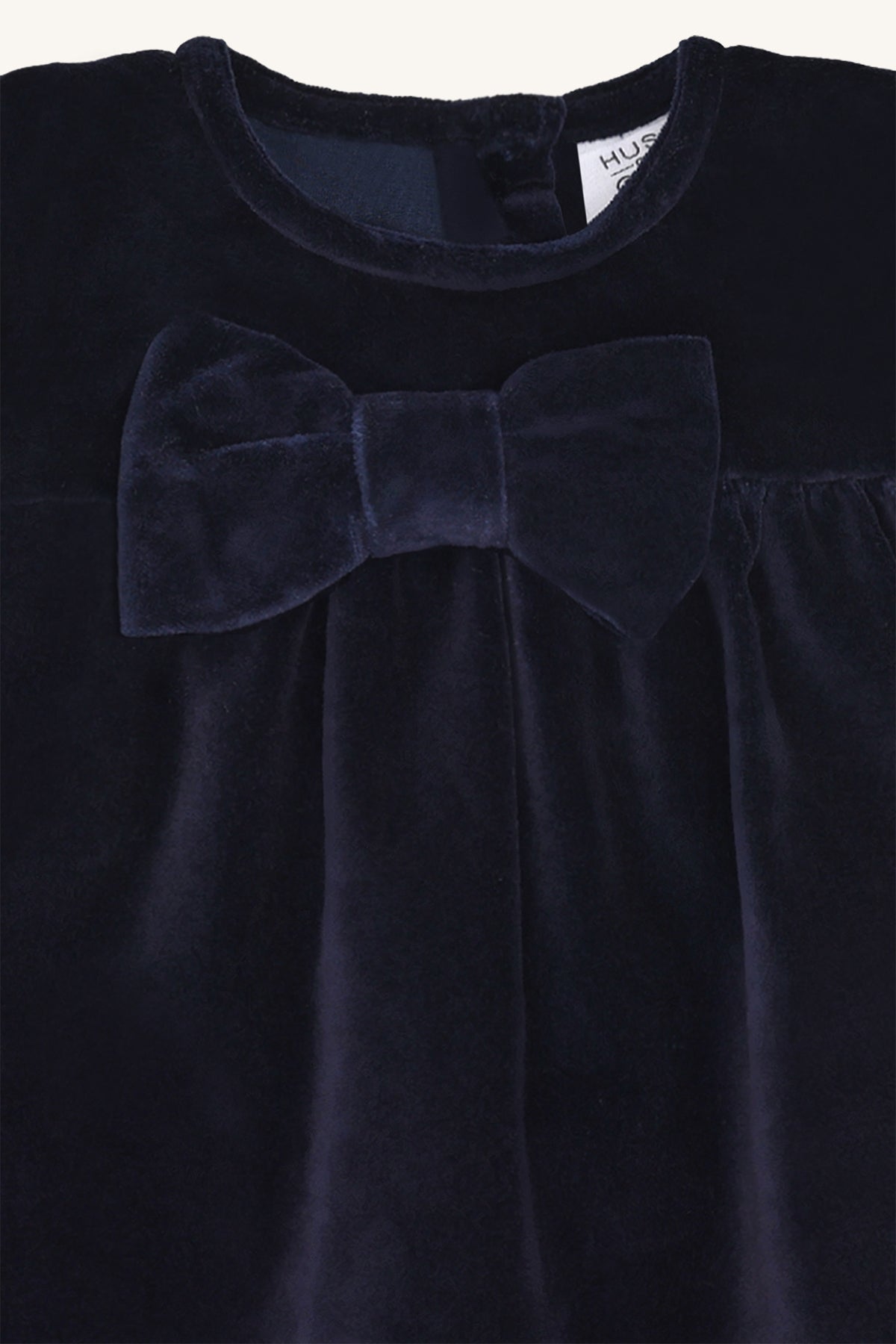 💙 Hust & Claire – Fluwelen feestjurkje met strik (marineblauw) ✨