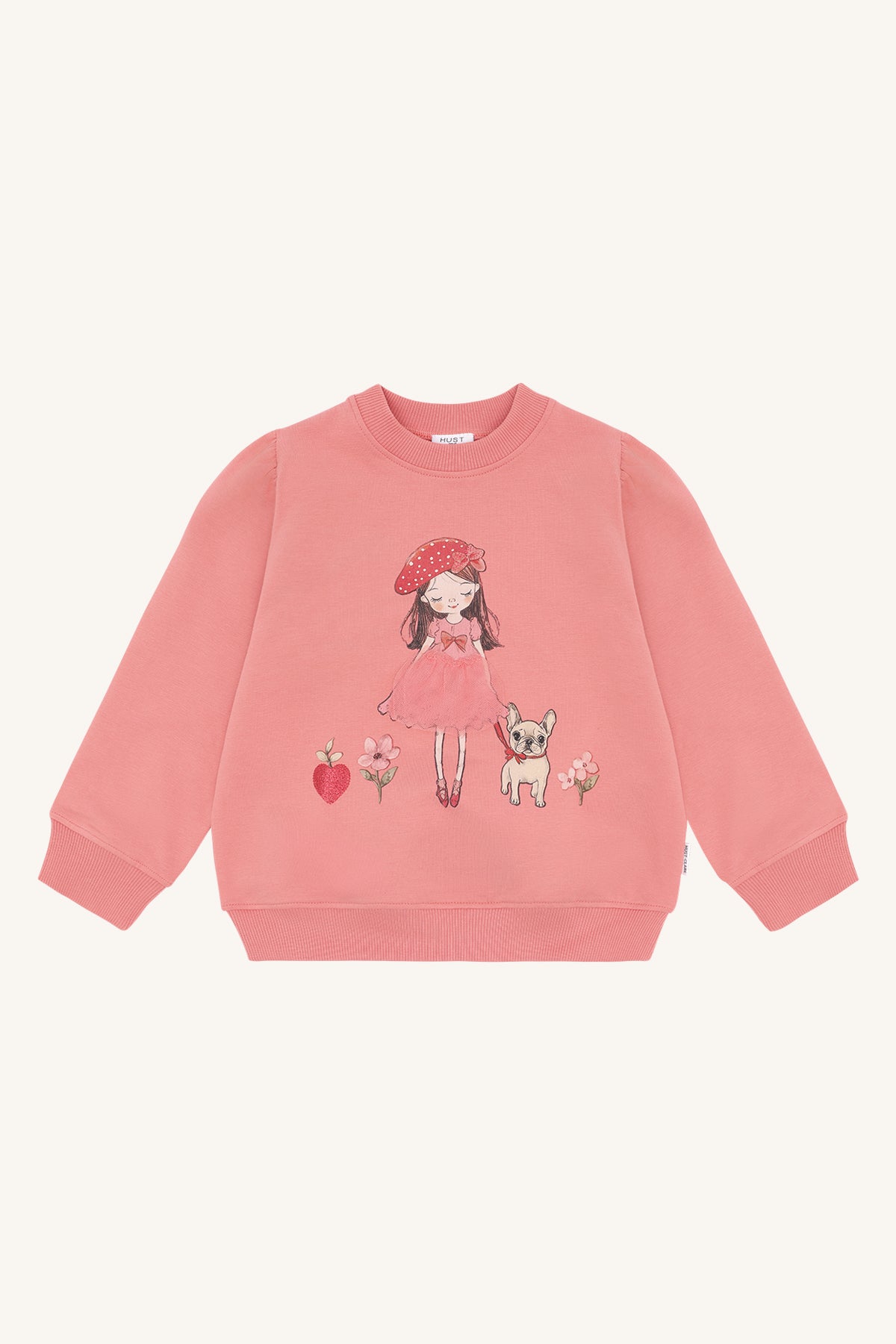 🍓👧 Strawberry Girl Sweater – Roze Meisjessweater met Tulle & Illustratie