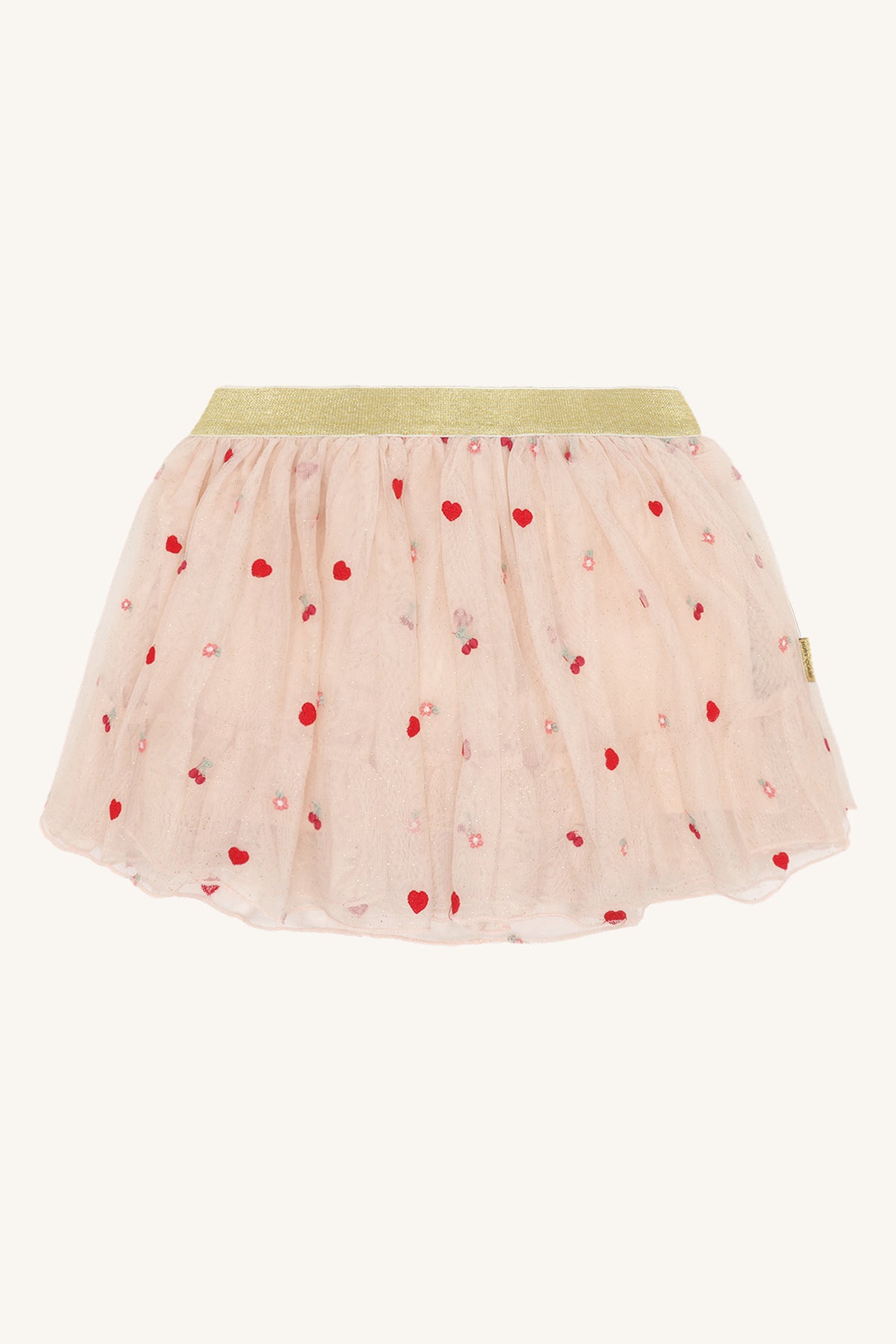 💕 Sweet Hearts & Cherries Tule Rok – Nude met Gouden Tailleband