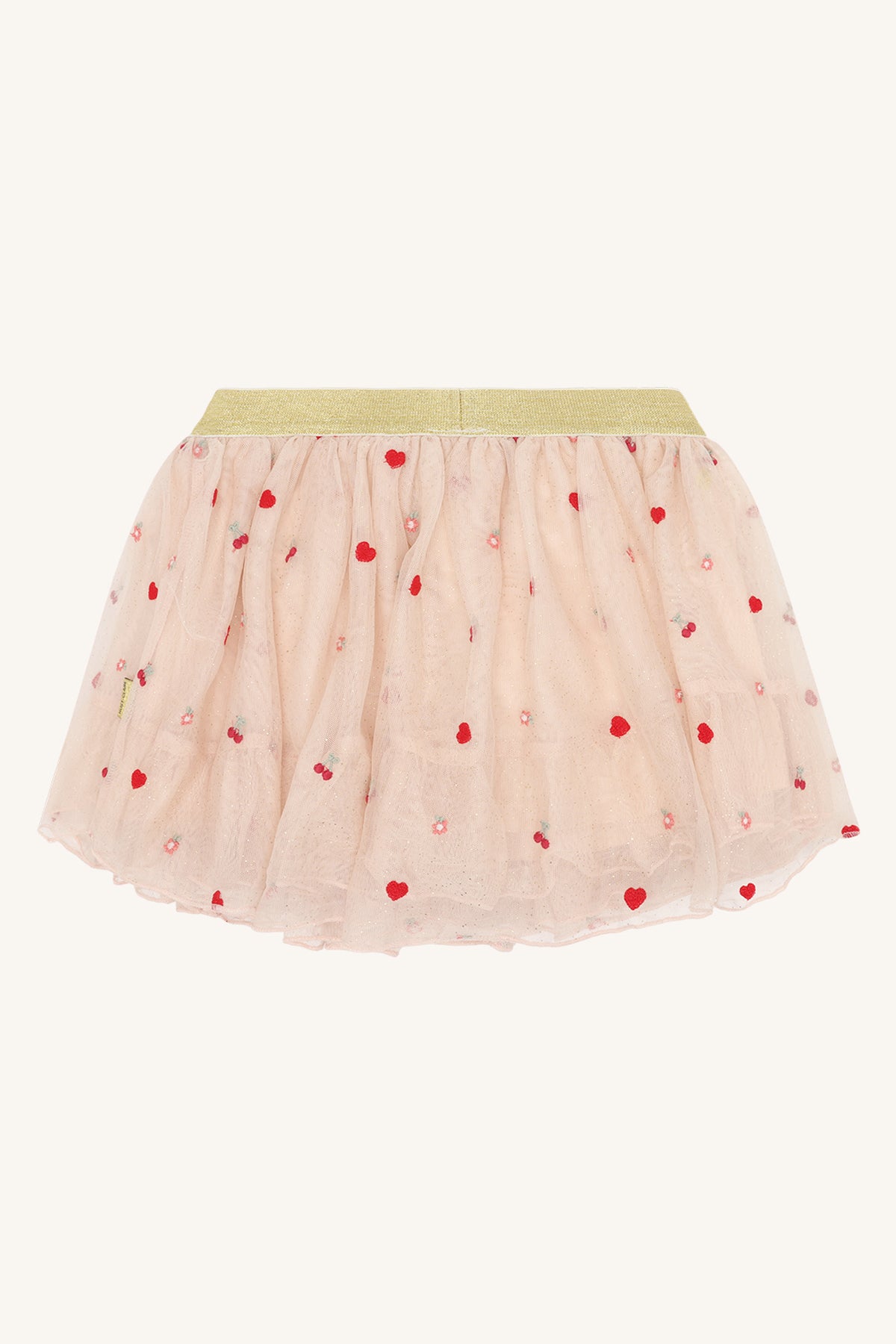 💕 Sweet Hearts & Cherries Tule Rok – Nude met Gouden Tailleband