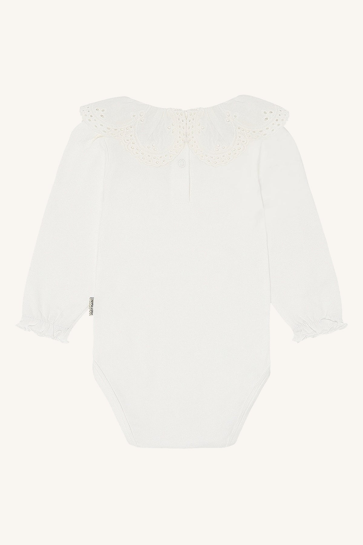 🤍👶 Pure Elegance Babybody – Wit Rompertje met Broderie Kraag