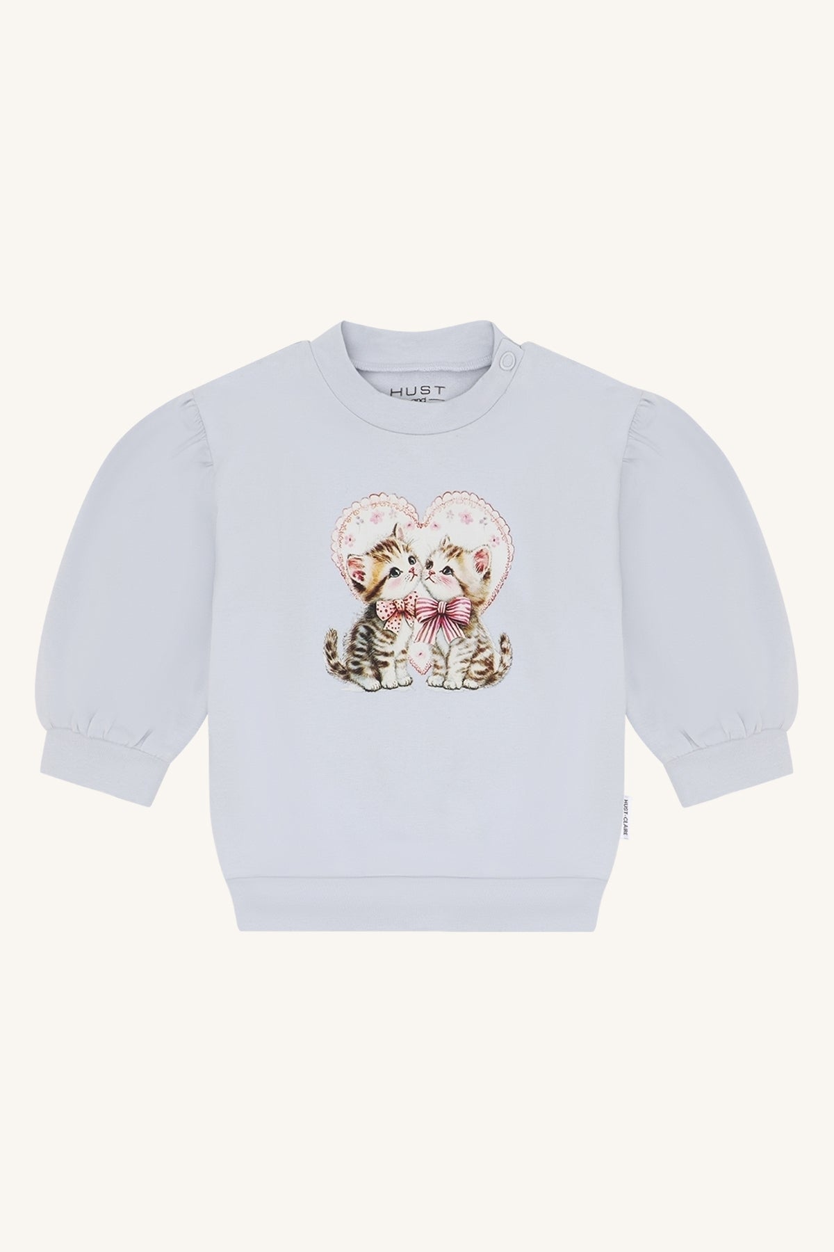 🐱💞 Sweet Kittens Sweater – Lichtblauwe Meisjessweater met Hartjesprint