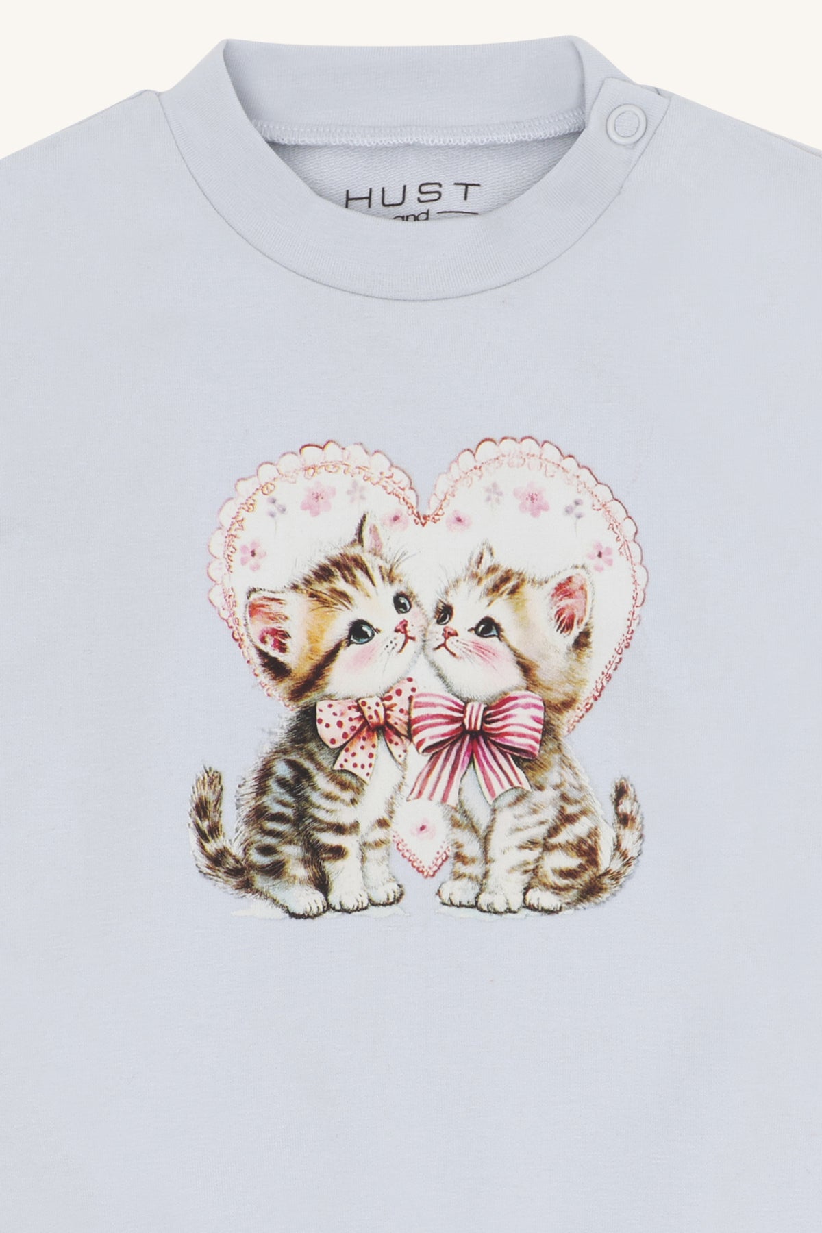 🐱💞 Sweet Kittens Sweater – Lichtblauwe Meisjessweater met Hartjesprint