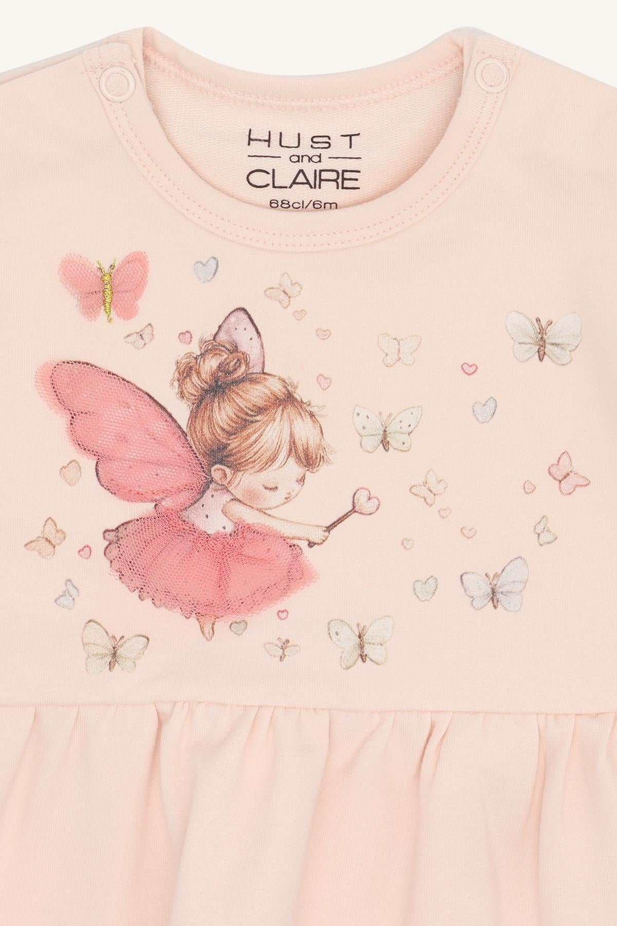 🧚‍♀️✨ Fairy Dreams Jurk – Lichtroze Babyjurk met Fee & Vlinders