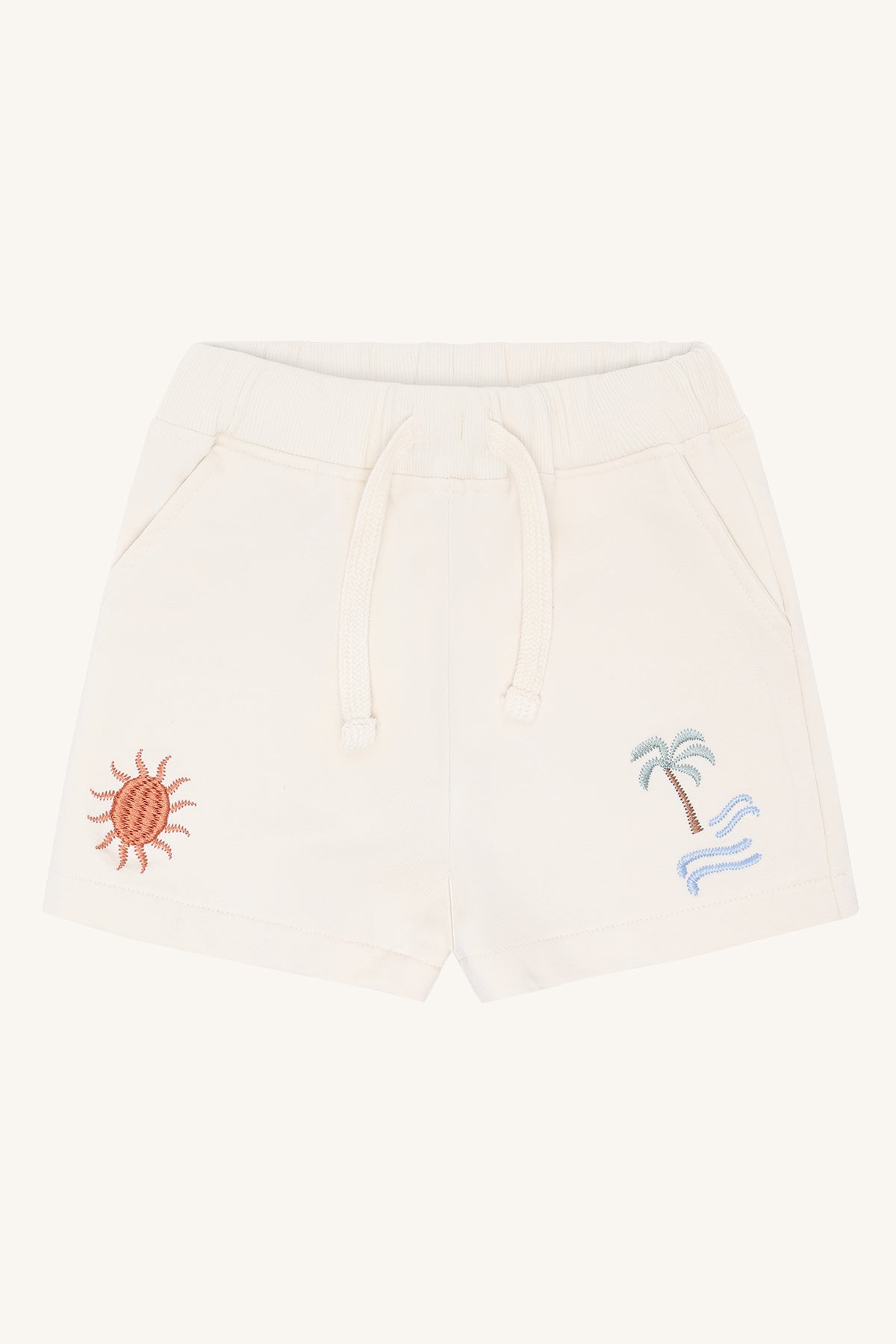 🌴 Sunny Beach Short – Zacht Beige | Hust & Claire