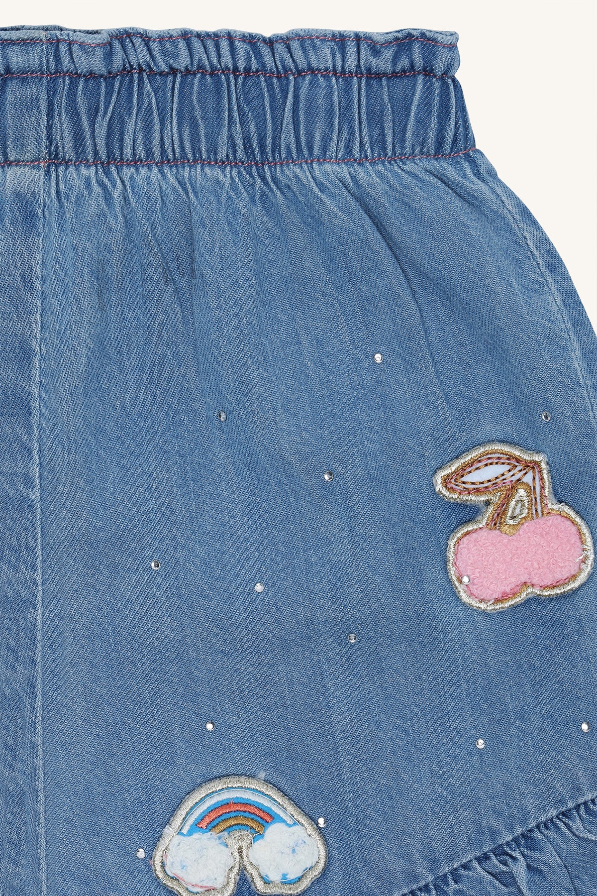 🌈 Cherry Dreams Denim Short – Blauw | Hust & Claire