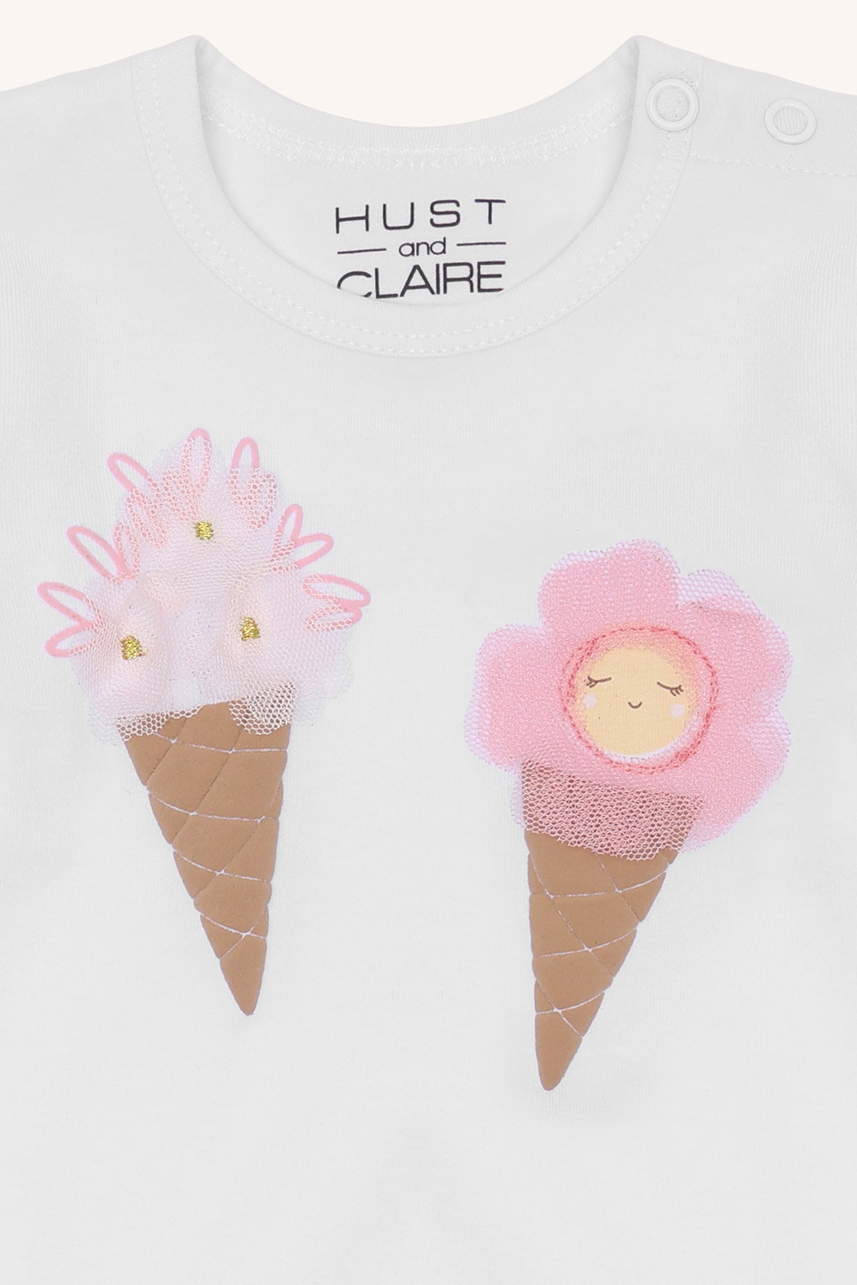 🍦 Sweet Ice Cream Romper – Wit | Hust & Claire