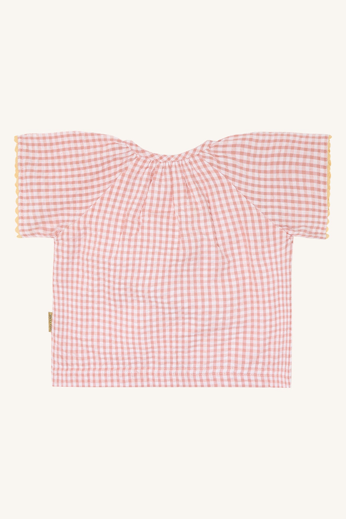 💗 Vichy Blouse met Hartjeszakjes – Peach Check | Hust & Claire