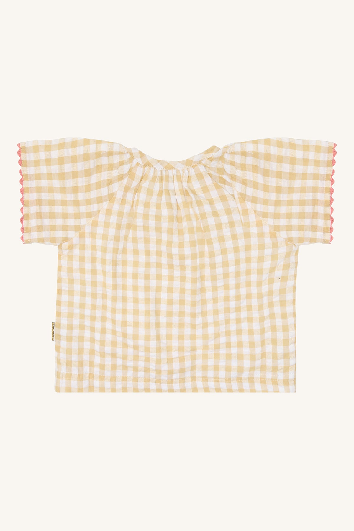 💛 Vichy Blouse met Hartjeszakjes – Sunny Lemon | Hust & Claire