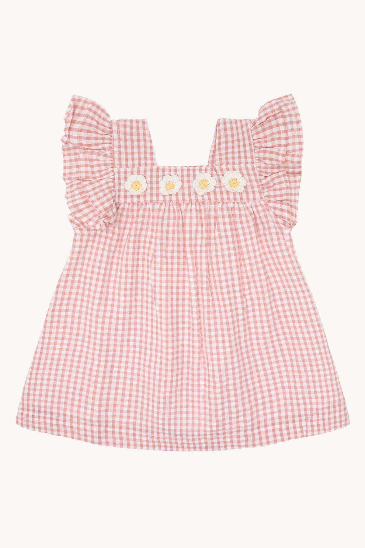 🌸 Vichy Jurkje met Bloemetjes – Zacht Roze | Hust & Claire