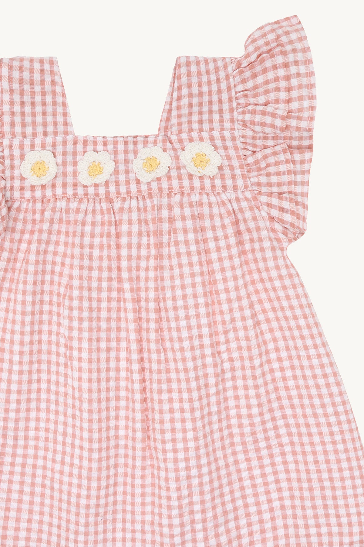 🌸 Vichy Jurkje met Bloemetjes – Zacht Roze | Hust & Claire