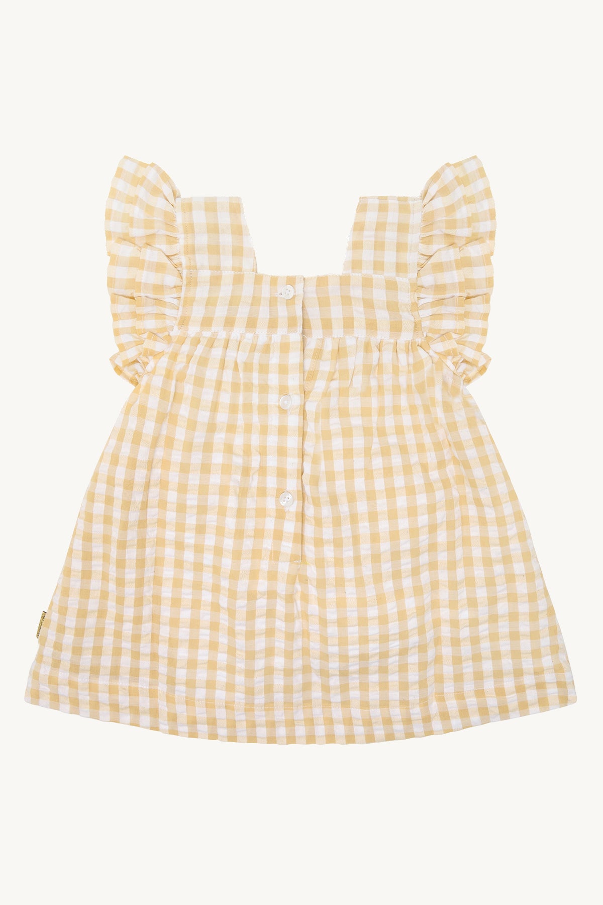 ☀️ Vichy Jurkje met Gehaakte Bloemetjes – Sunny Yellow | Hust & Claire
