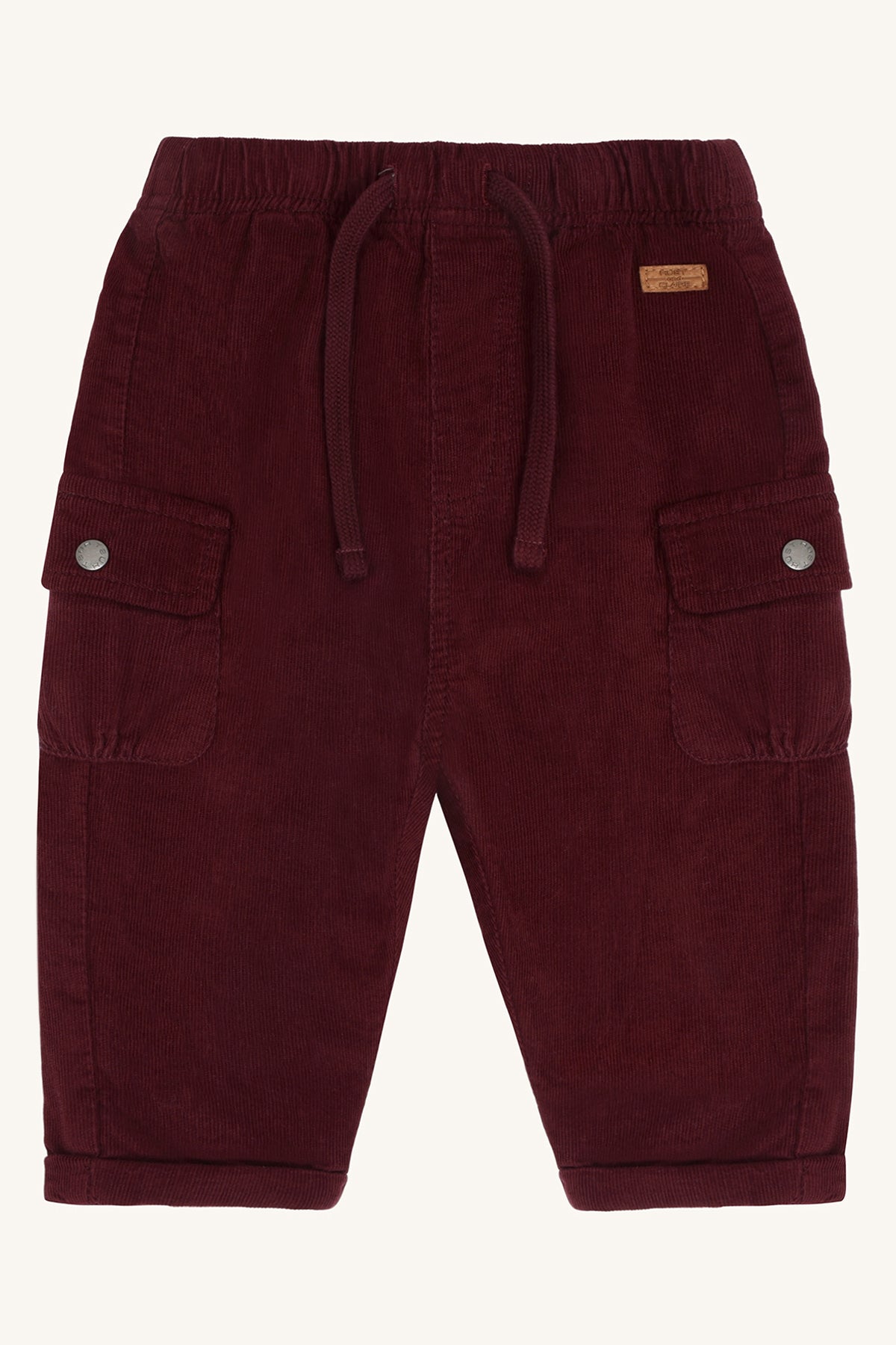 🍂 Hust & Claire ribfluwelen cargobroek – Red Chocolate