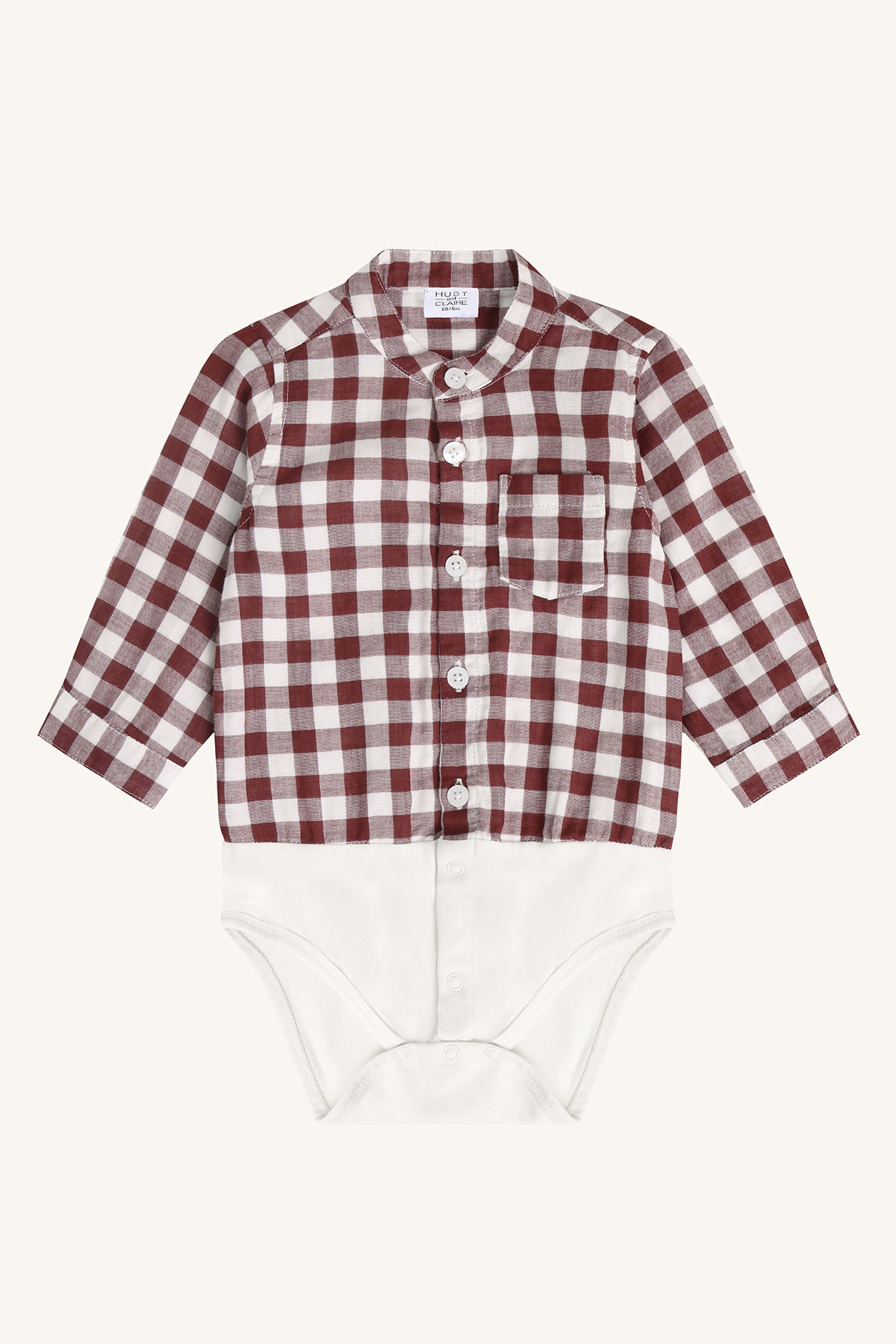 🤎 Hust & Claire HCBertil geruite hemdbody – Red Chocolate