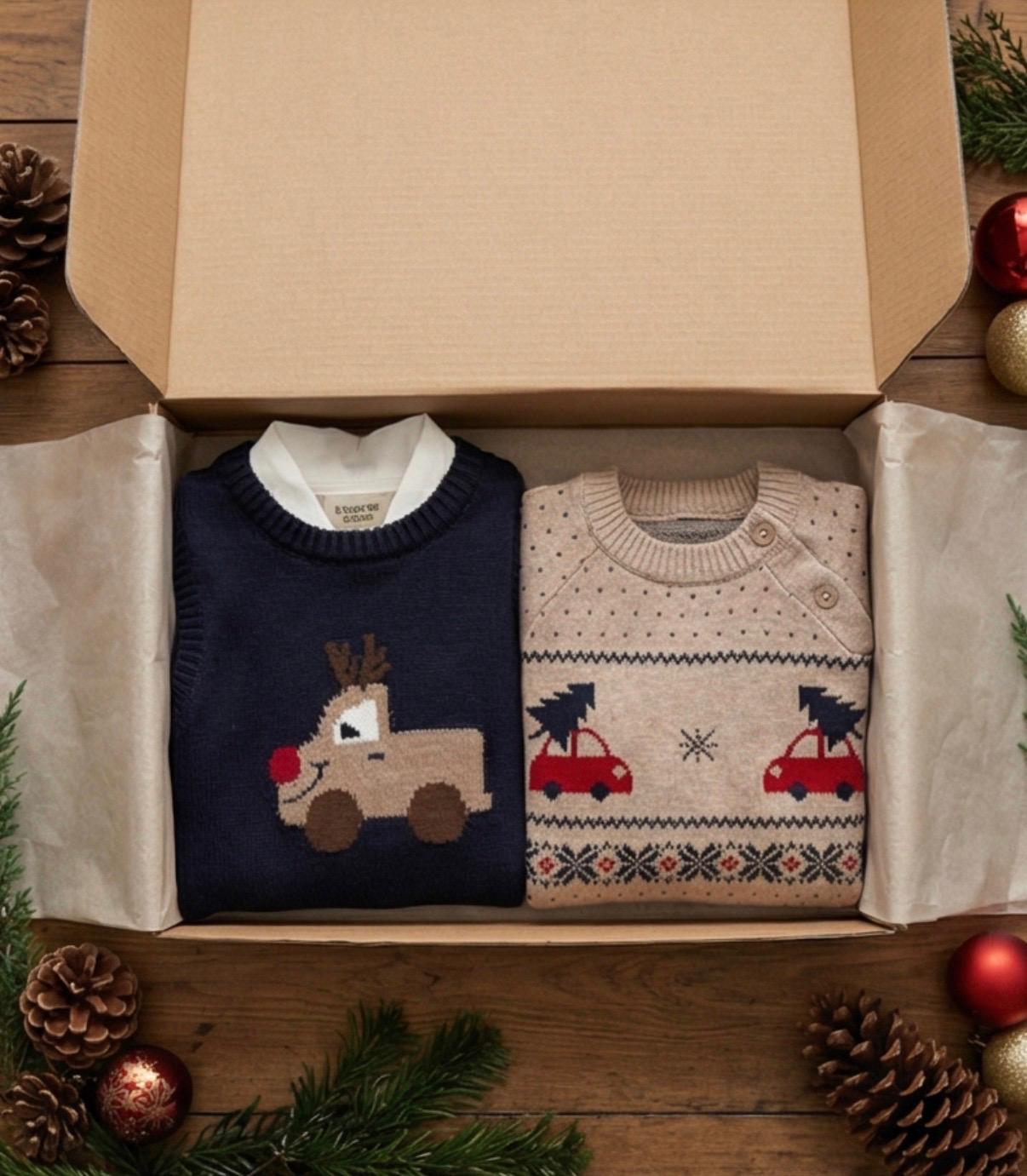 🦌 Hust & Claire Perry Reindeer – Schattige gebreide spencer met rendiertje in donkerblauw