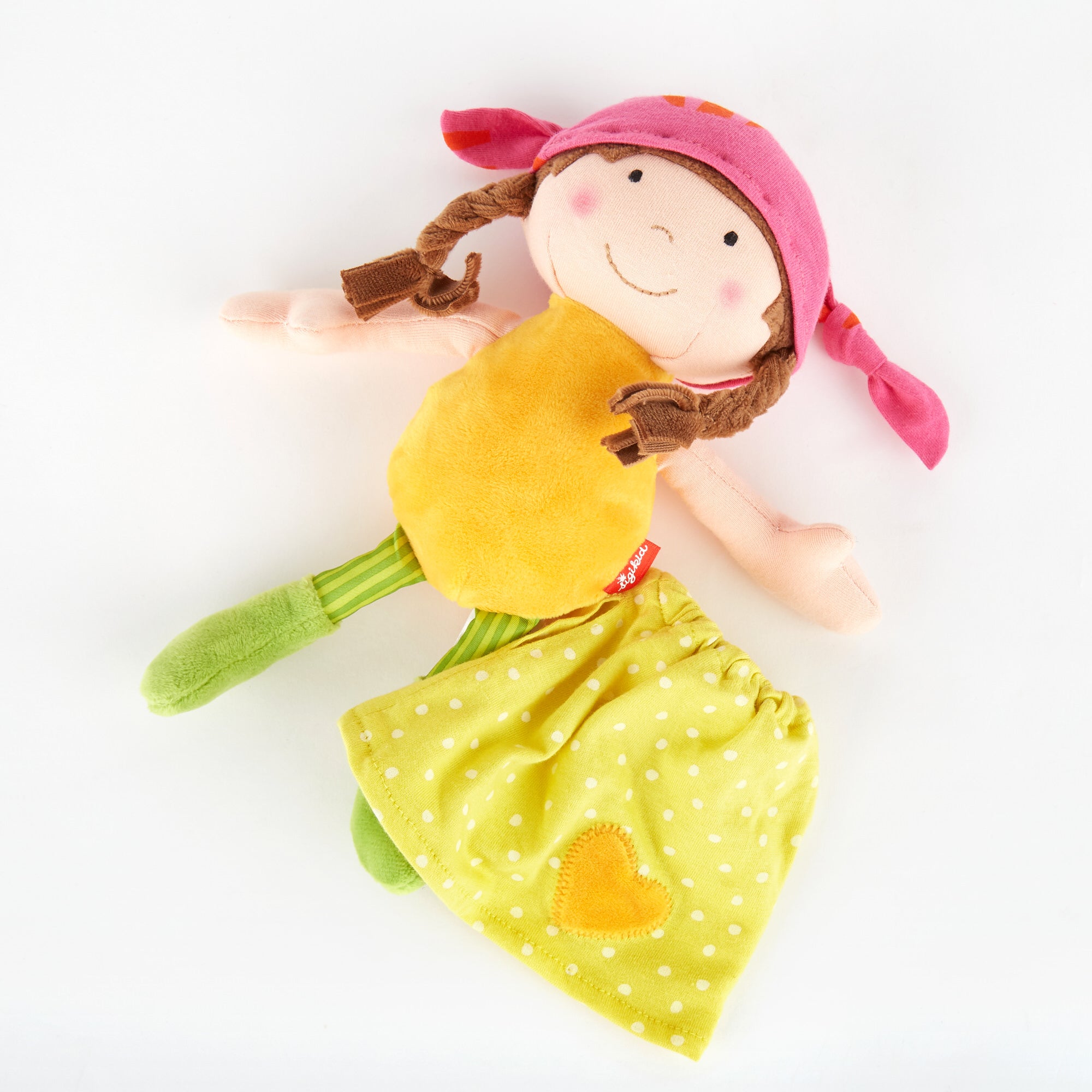 💖 Sigikid Knuffelpop Geel-Roze – Een zonnetje om te knuffelen
