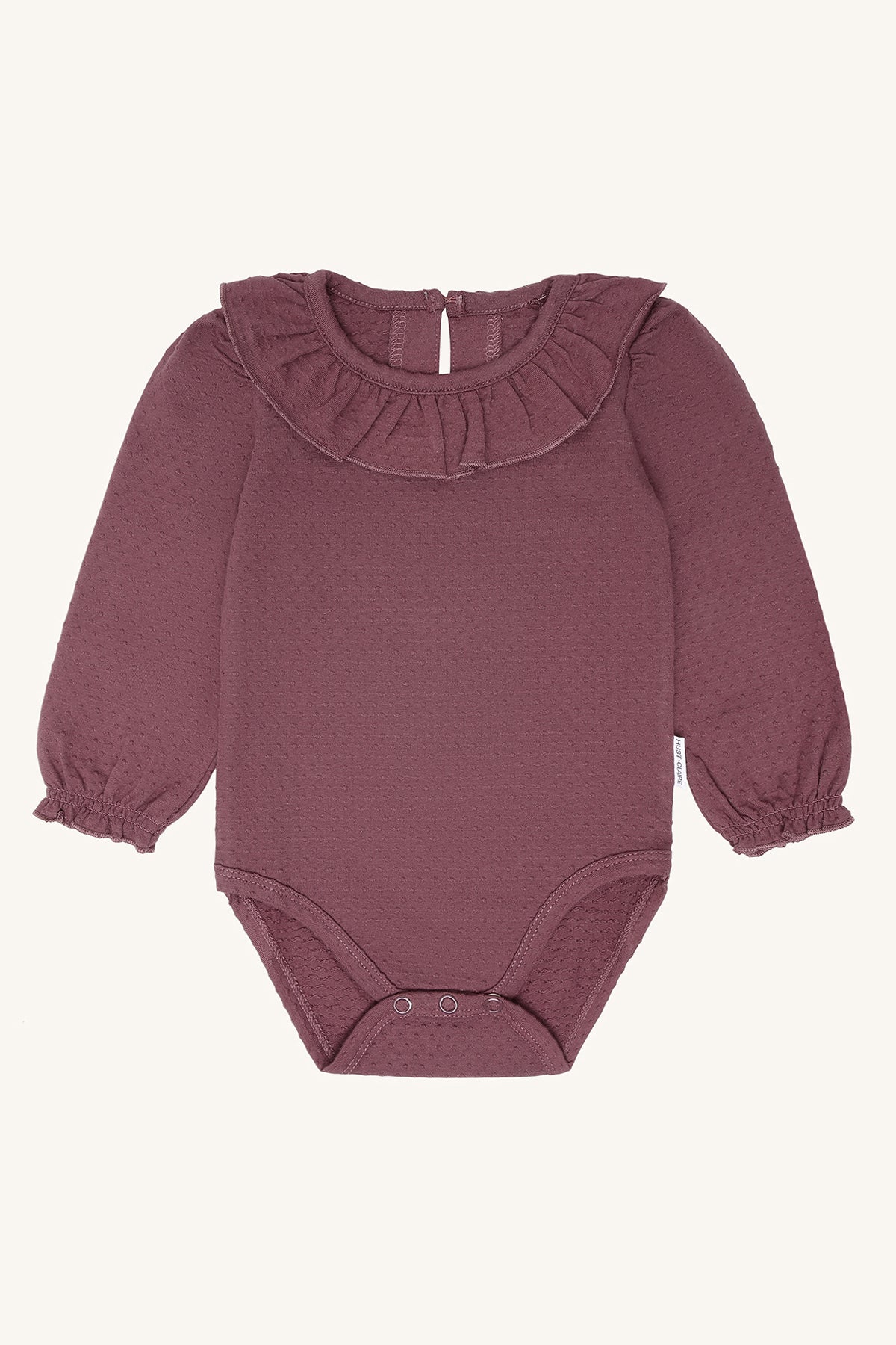 🍇 Hust & Claire HCBritt babybody met rufflekraag – Plum
