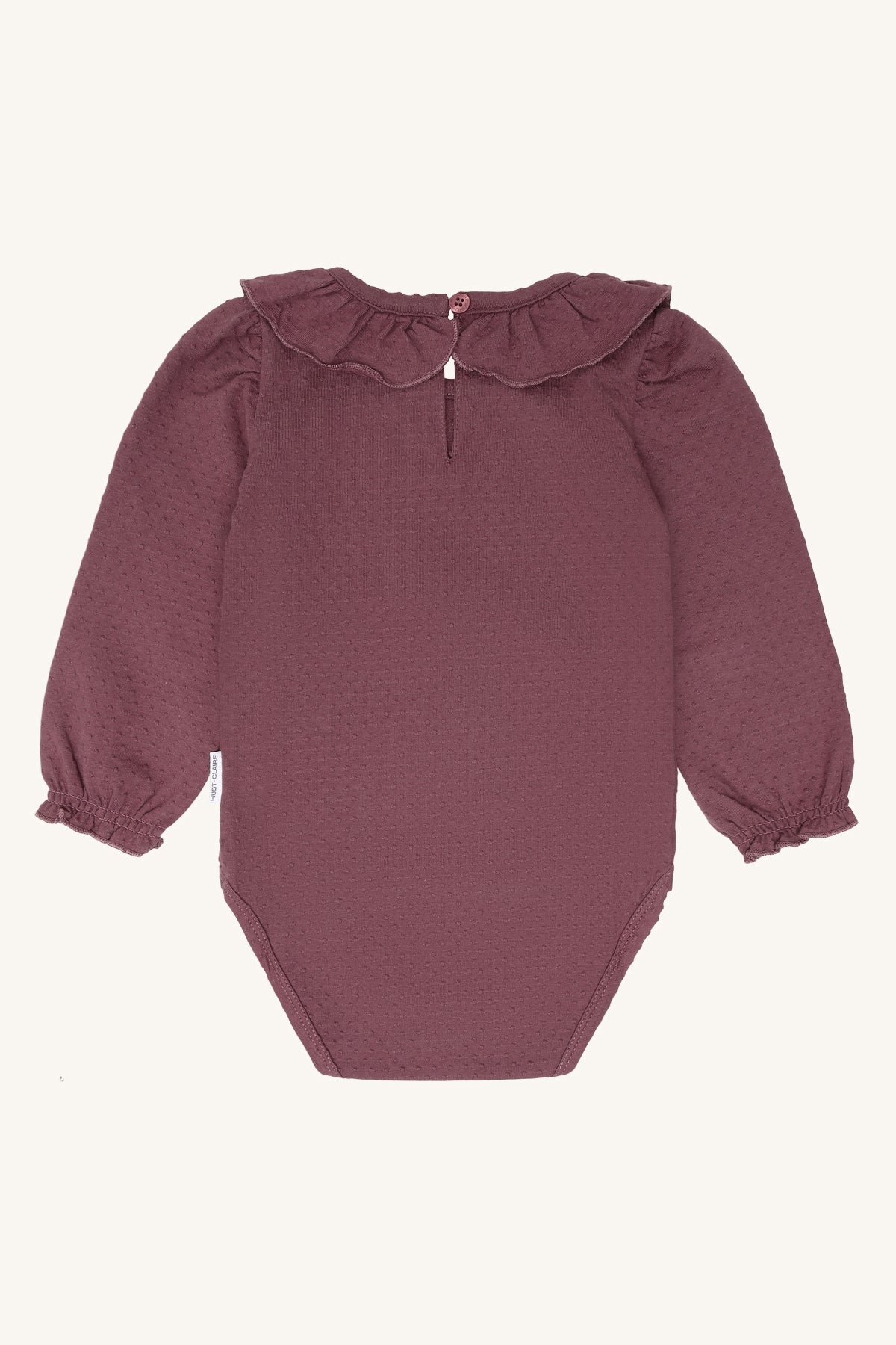 🍇 Hust & Claire HCBritt babybody met rufflekraag – Plum