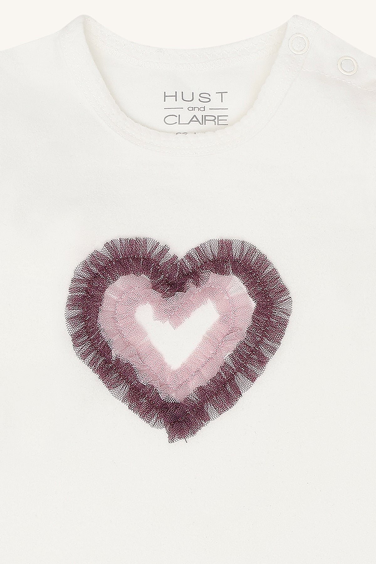 💗 Hust & Claire longsleeve met hart & ruches – Ivory