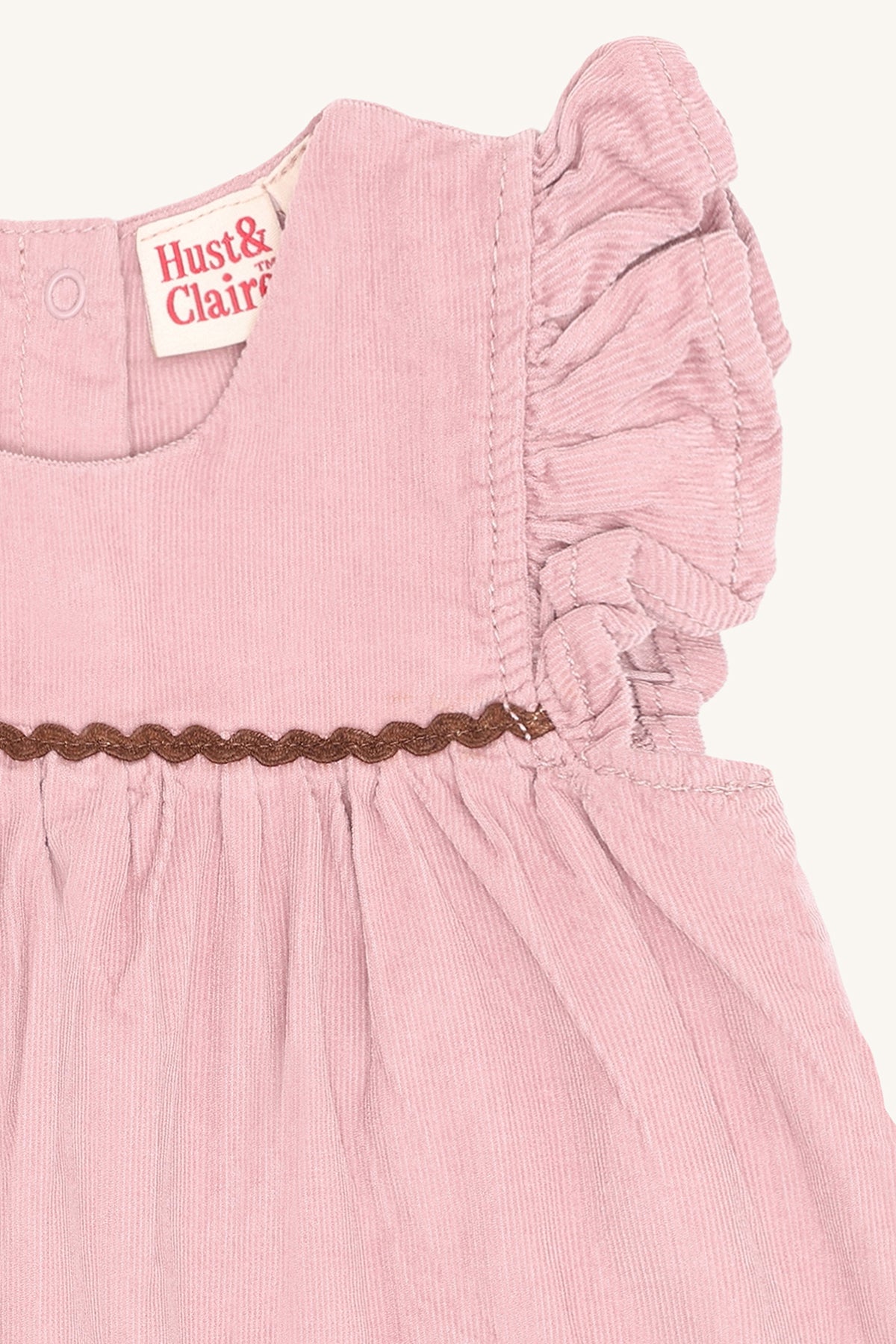 🌸 Hust & Claire Kis ribfluwelen jurkje – Heather