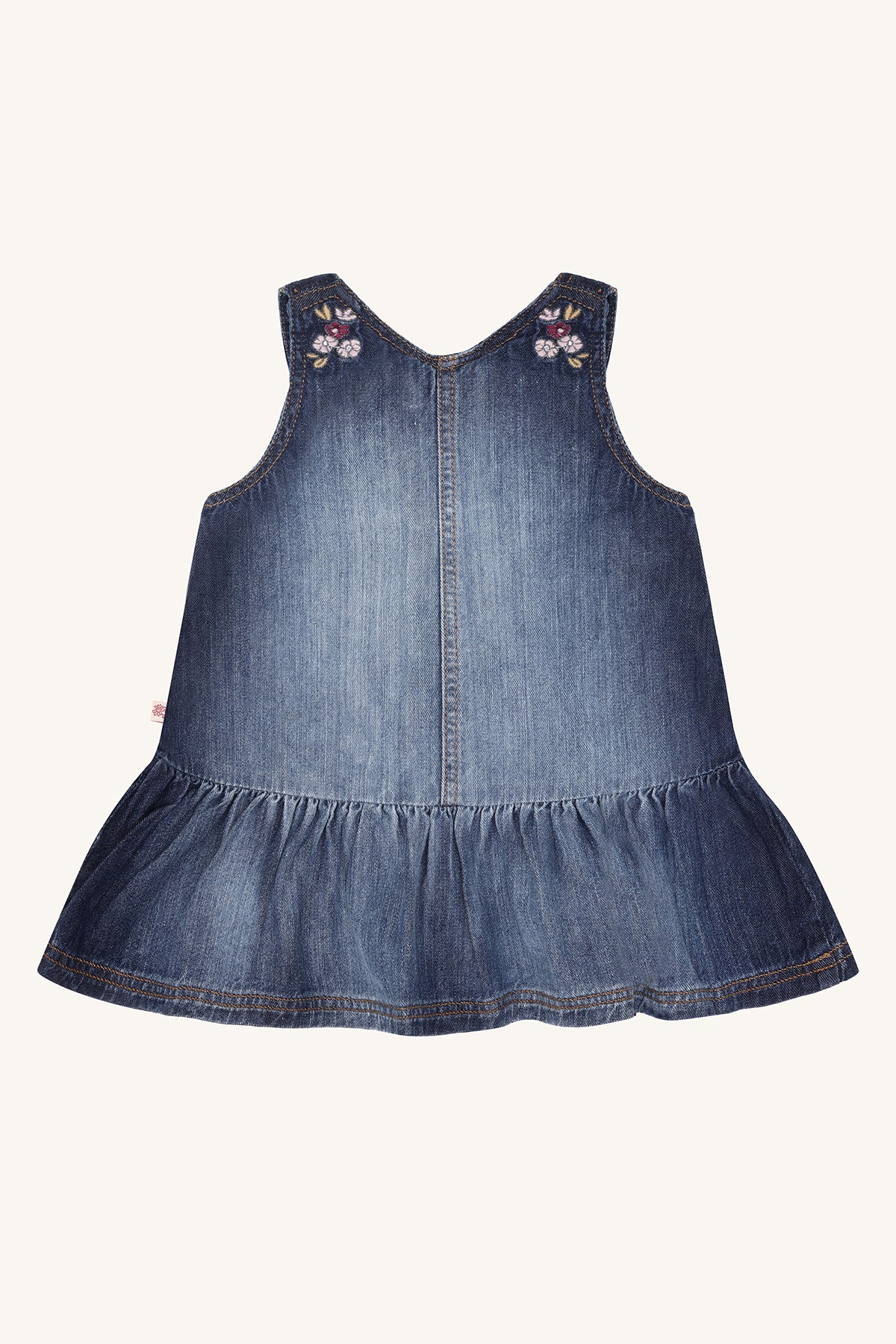 🌸 Hust & Claire Kis denim jurkje met bloemenborduursels – Blue Denim