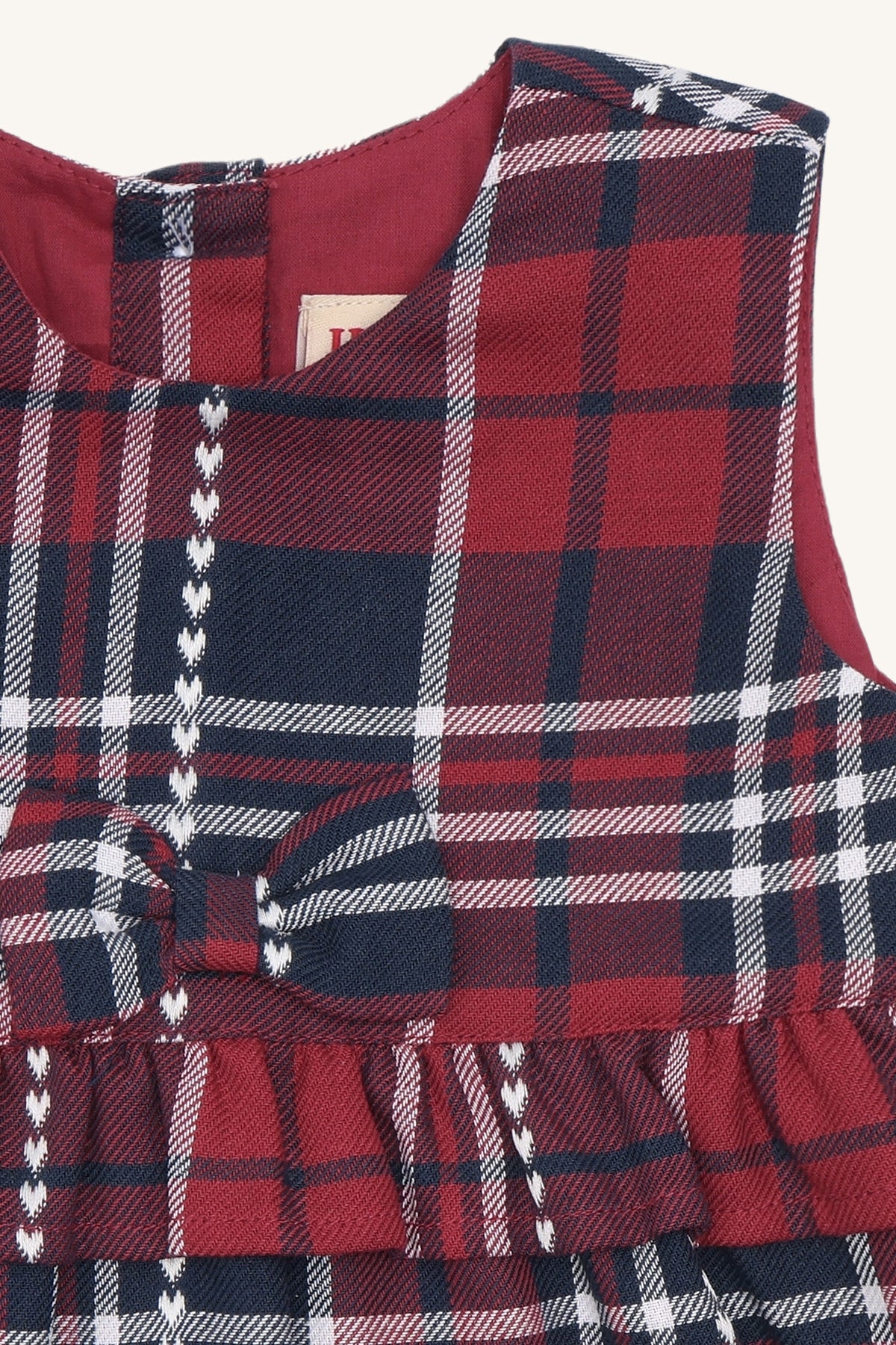 ❤️ Hust & Claire Katinka Heart Check – Feestelijk geruit jurkje in rood en donkerblauw