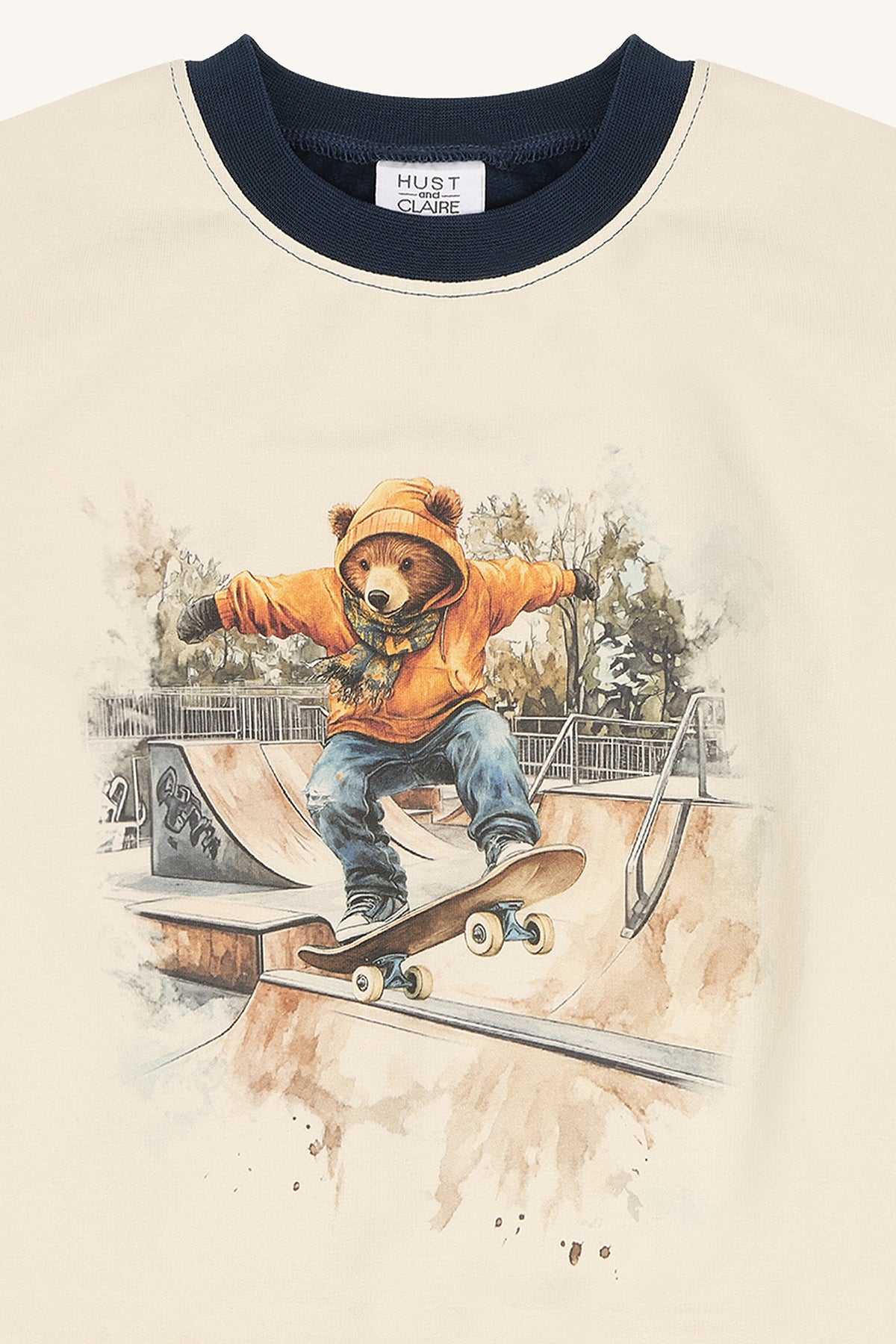 🛹 Hust & Claire jongenssweater Sejer – Skating Bear