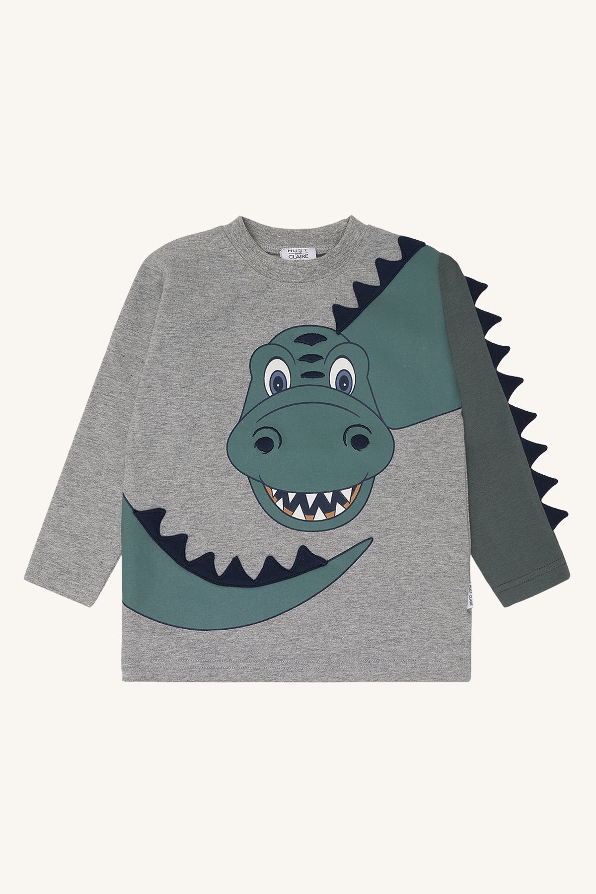 🦖 Hust & Claire dinosaurus longsleeve – Grey Melange
