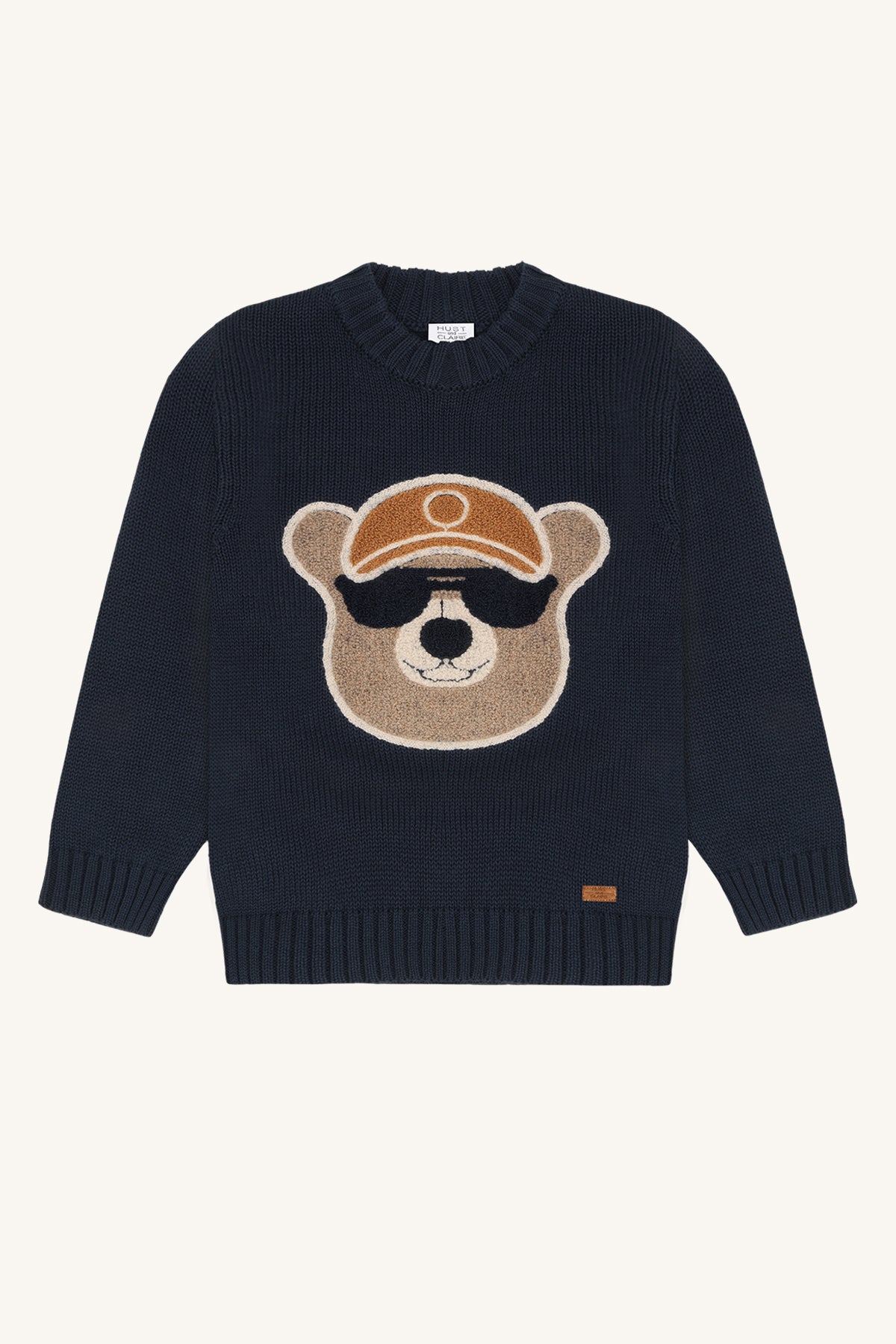 🐻 Hust & Claire gebreide trui met coole beer – Navy