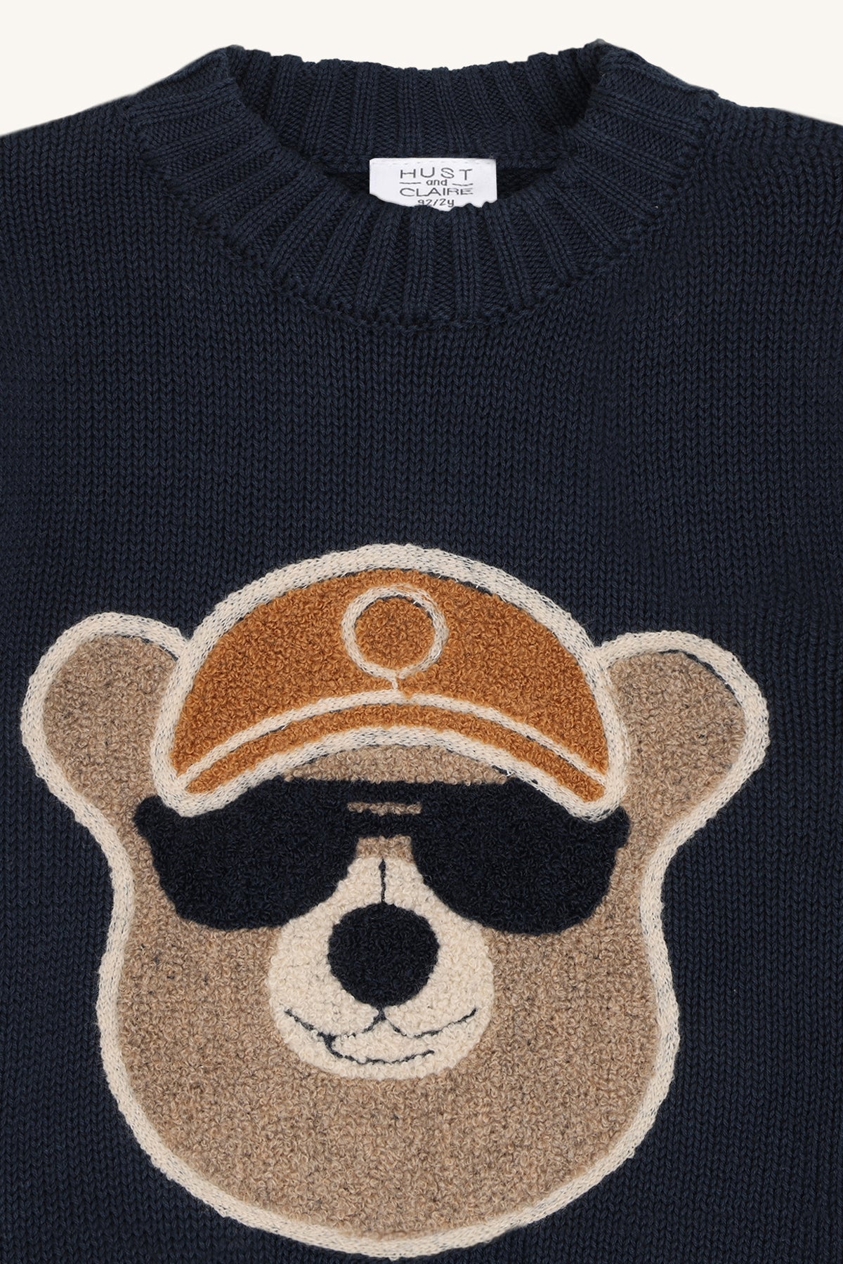 🐻 Hust & Claire gebreide trui met coole beer – Navy