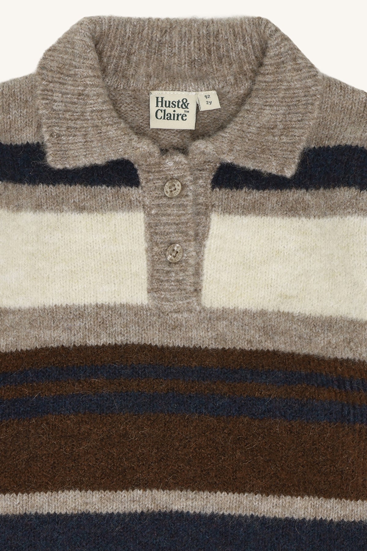 🤎 Hust & Claire Pelle gebreide polotrui – Kangaroo Melange