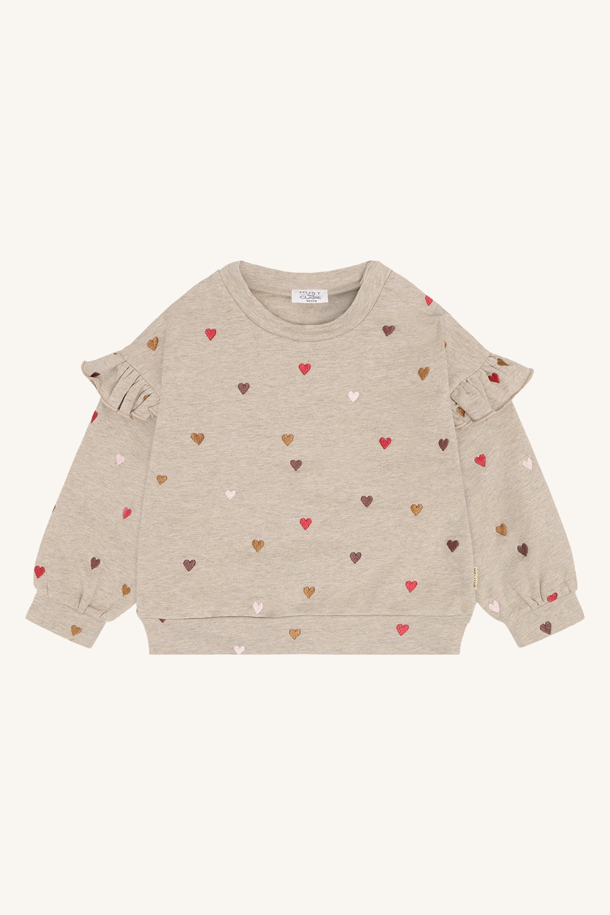 💗 Hust & Claire Heartbeat – Sweater met geborduurde hartjes & ruches