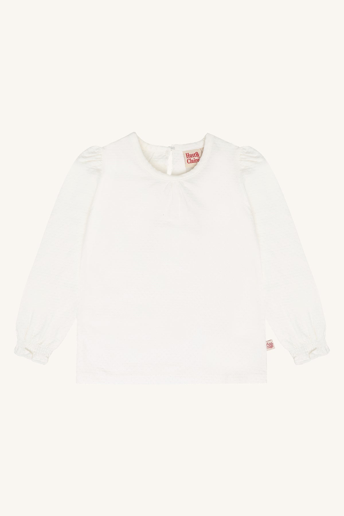 🤍 Hust & Claire Alma longsleeve met pofmouwtjes – Ivory