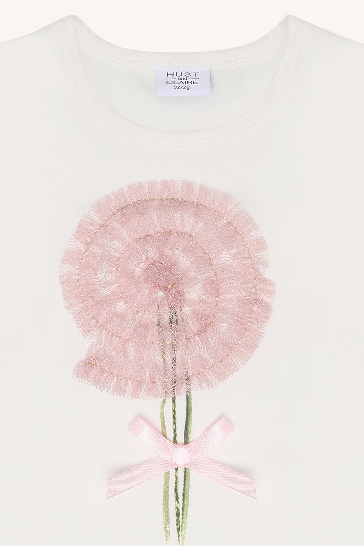 🌸 Hust & Claire HCAlma Swirl – Longsleeve met tule bloem & strikje